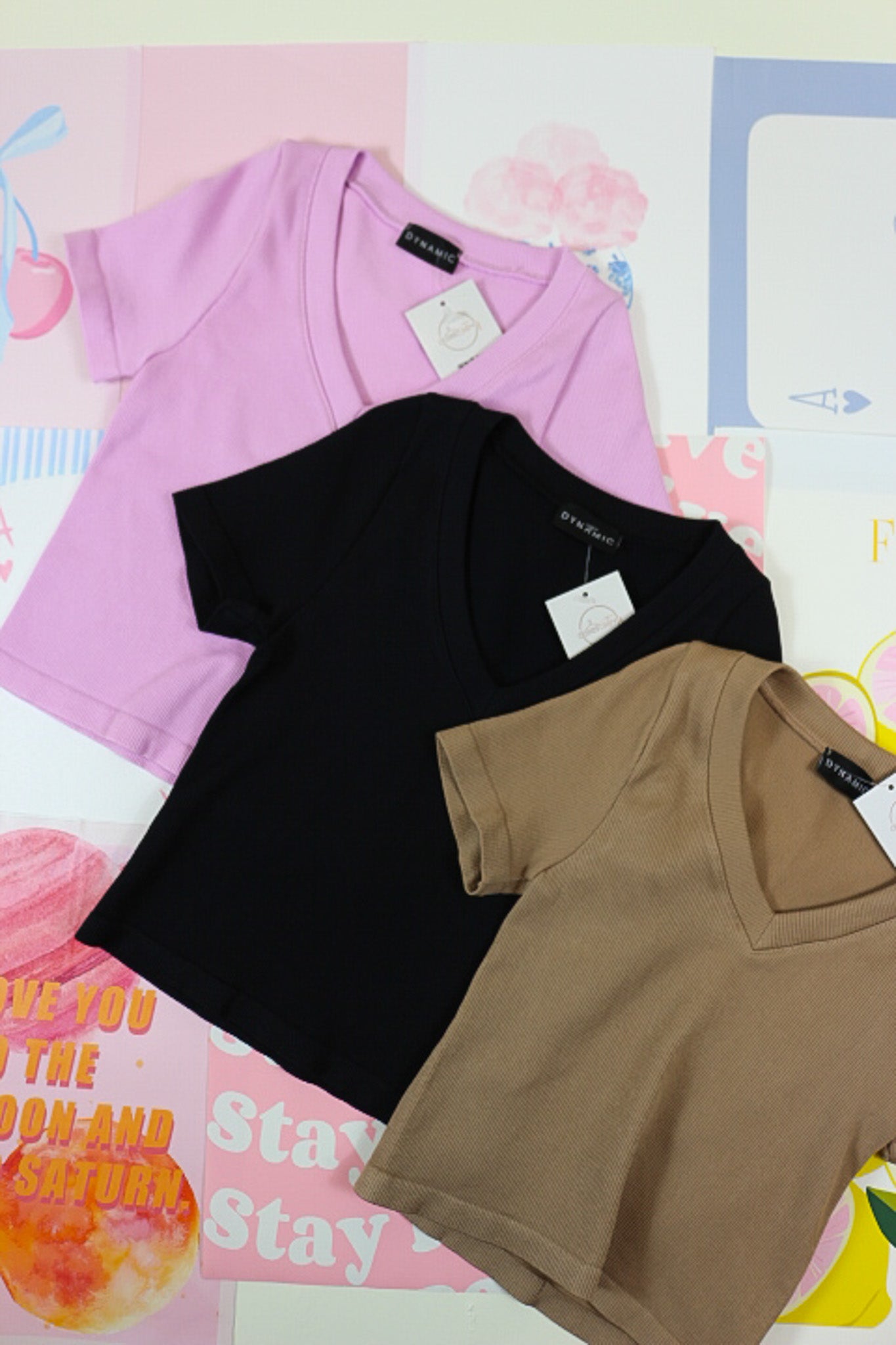 Make You Wonder Ribbed V-Neck Dynamic Tee -3 Colors