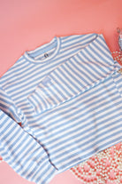 Youth Kid's Light Blue Stripe Long Sleeve Top