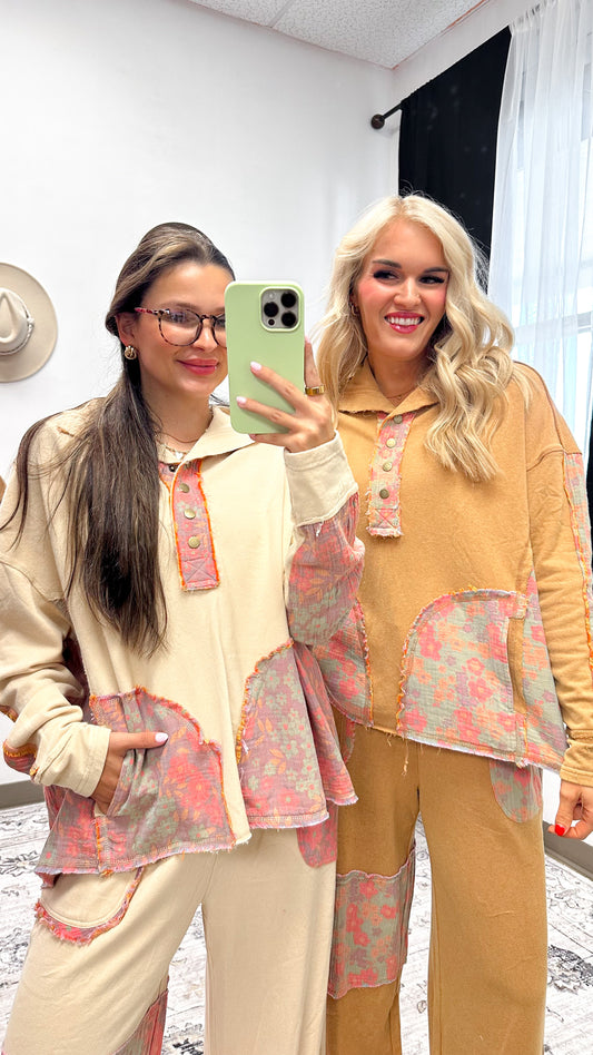 Uphill Battle Floral Patch Top -2 Colors