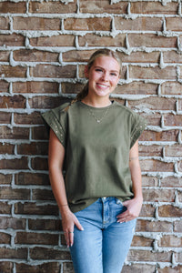 Livin' On The Edge Olive Top