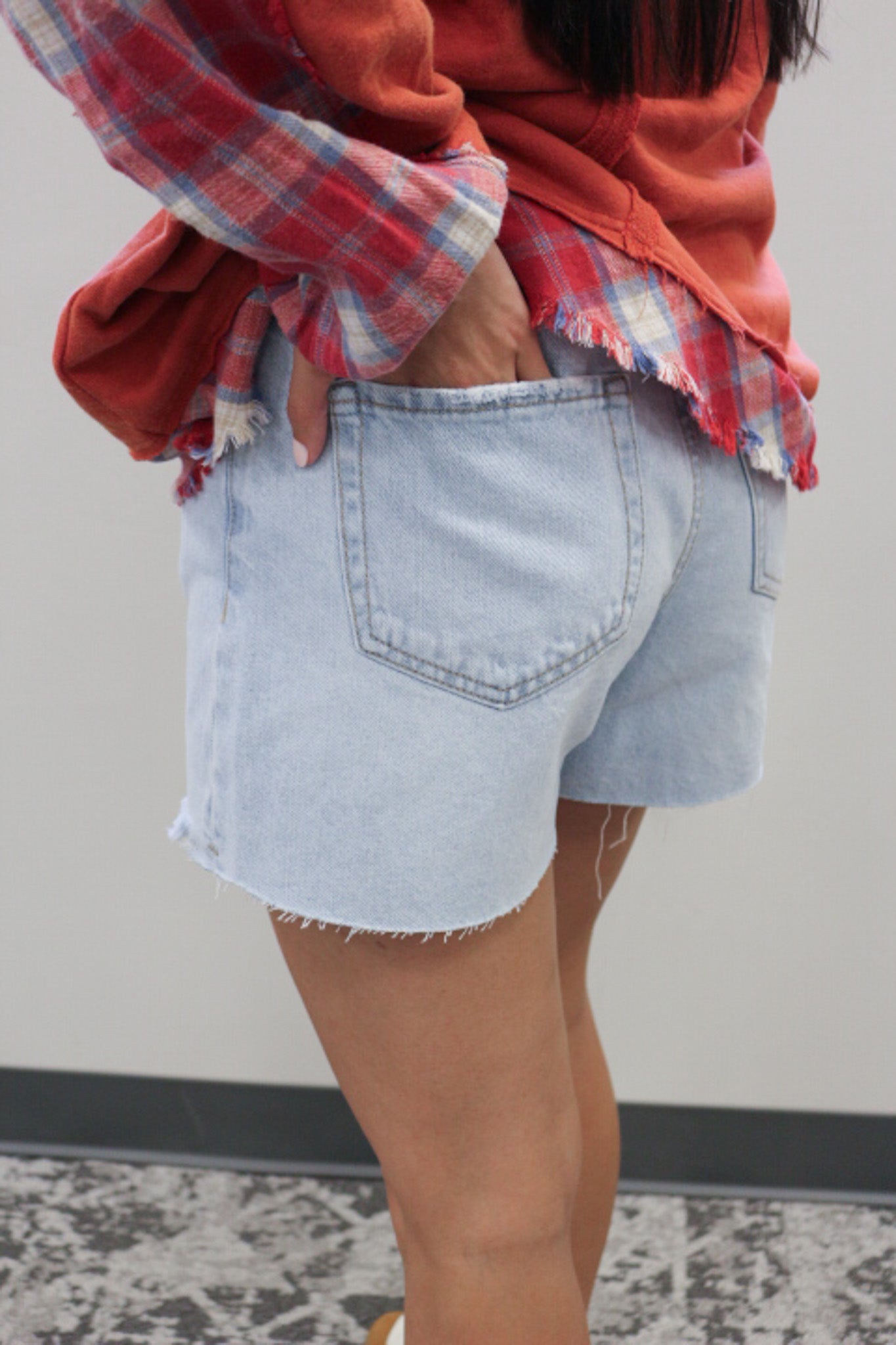 Say Hey High Rise Vervet Denim Shorts