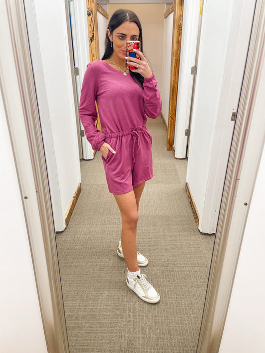 On The Right Track Soft Magenta Romper