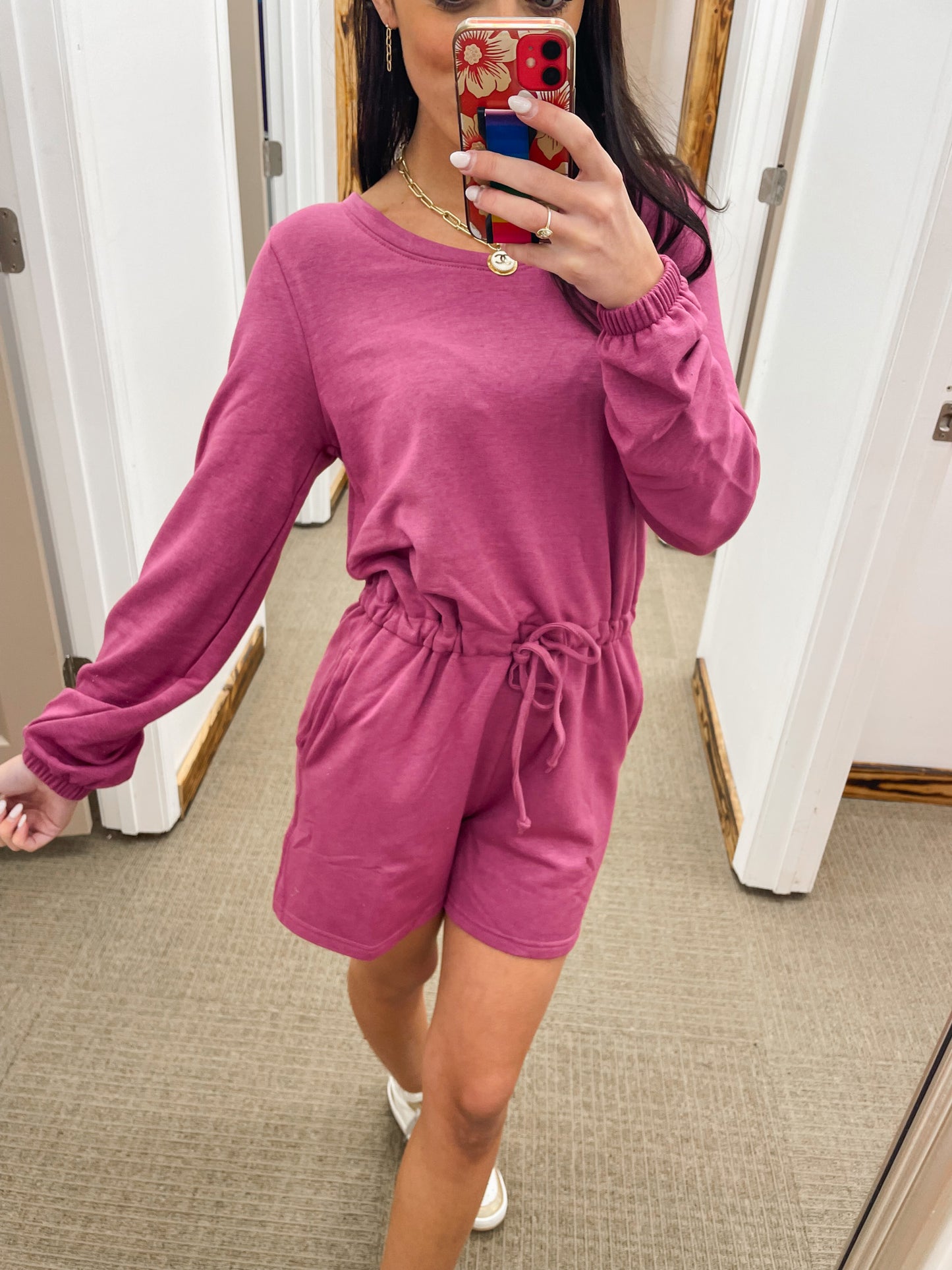 On The Right Track Soft Magenta Romper