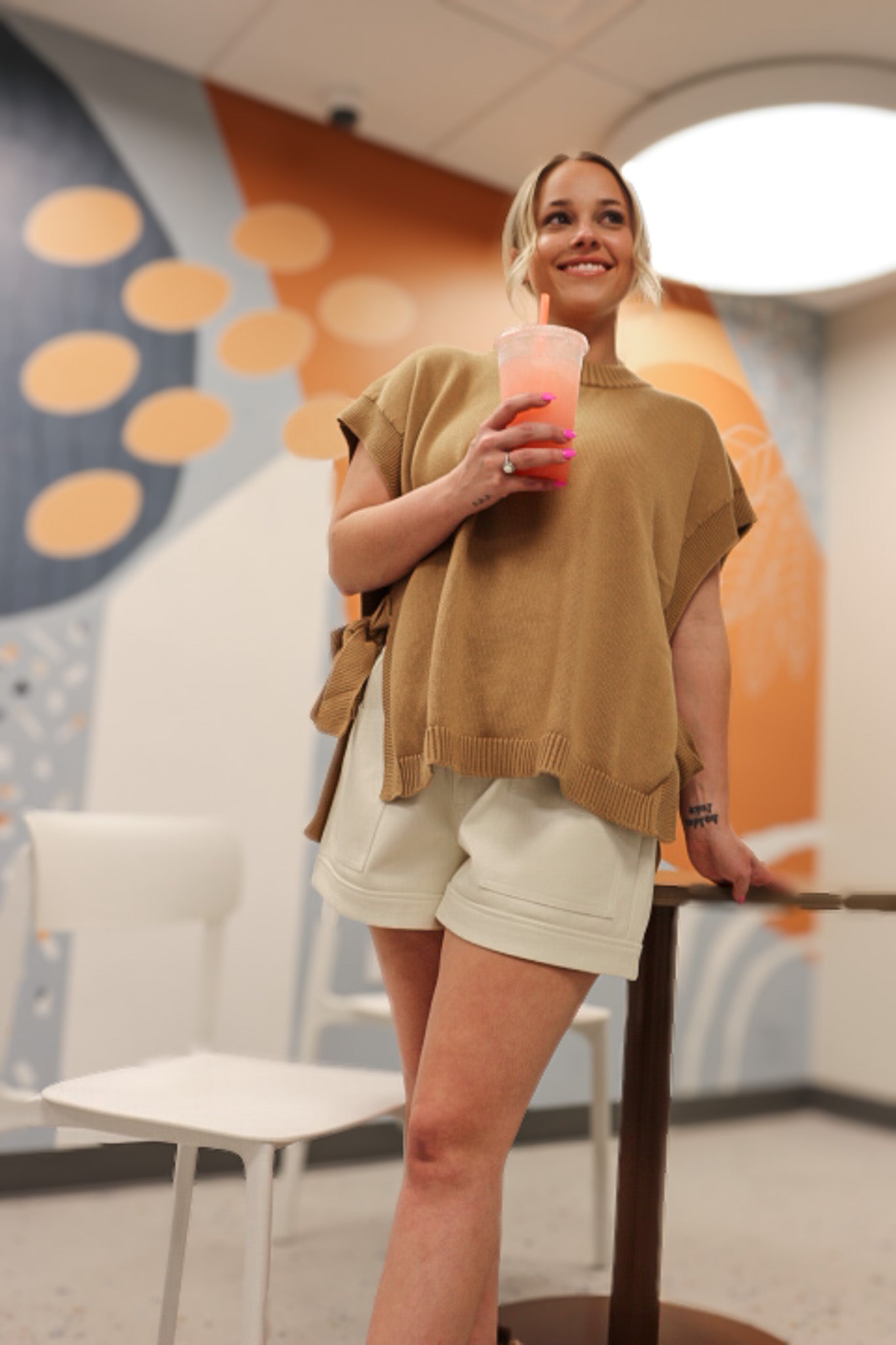 Autumn Edge White Leather Shorts