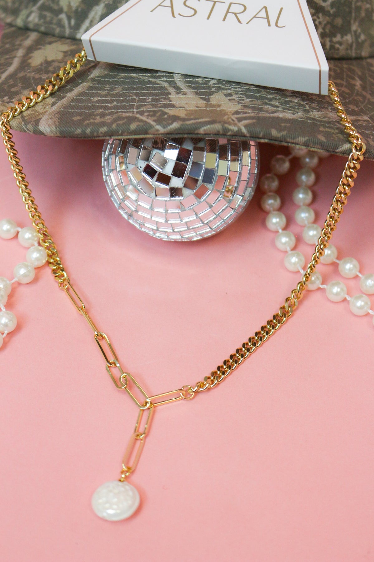 Charlie Paige Sophia Gold Pearl Necklace
