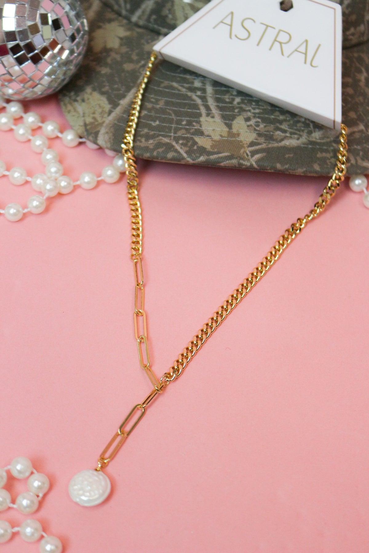 Charlie Paige Sophia Gold Pearl Necklace