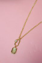 Charlie Paige Gold Green Drop Necklace