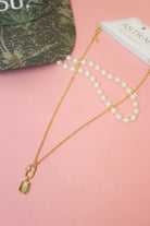 Charlie Paige Gold Green Drop Necklace