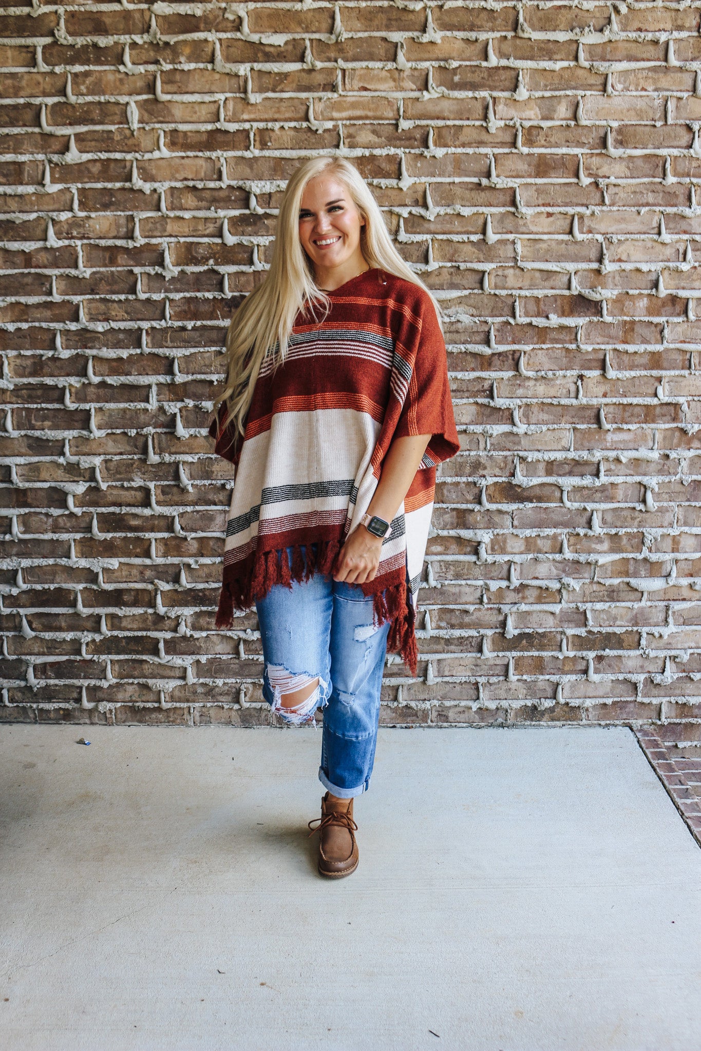 Saw It Coming Rust Poncho Top