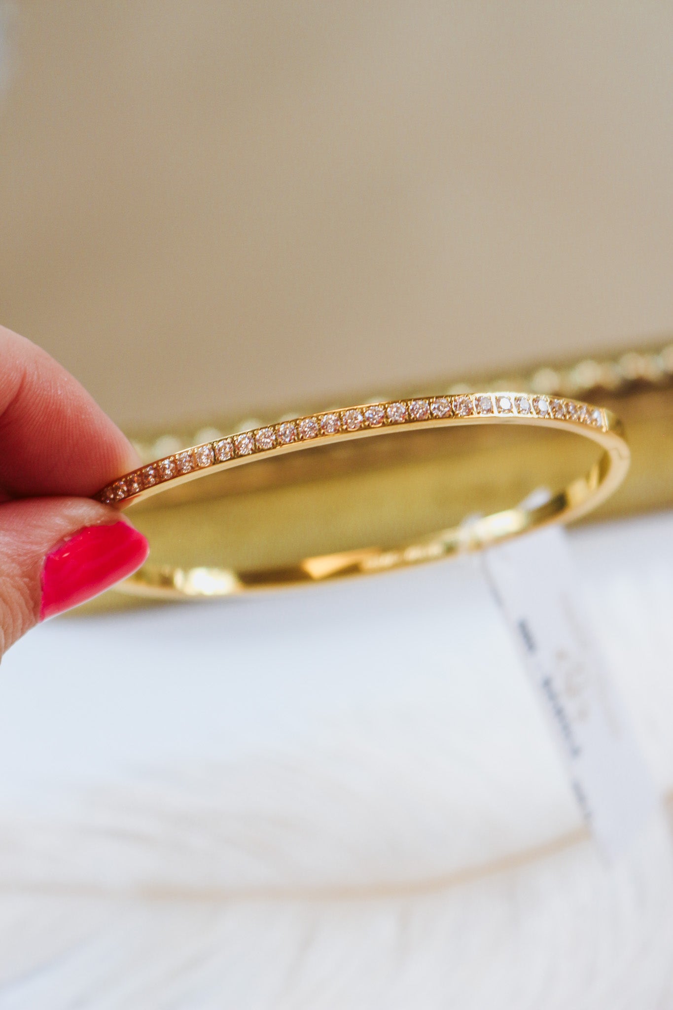 Gold Dainty Diamonds Bangle Bracelet - Waterproof