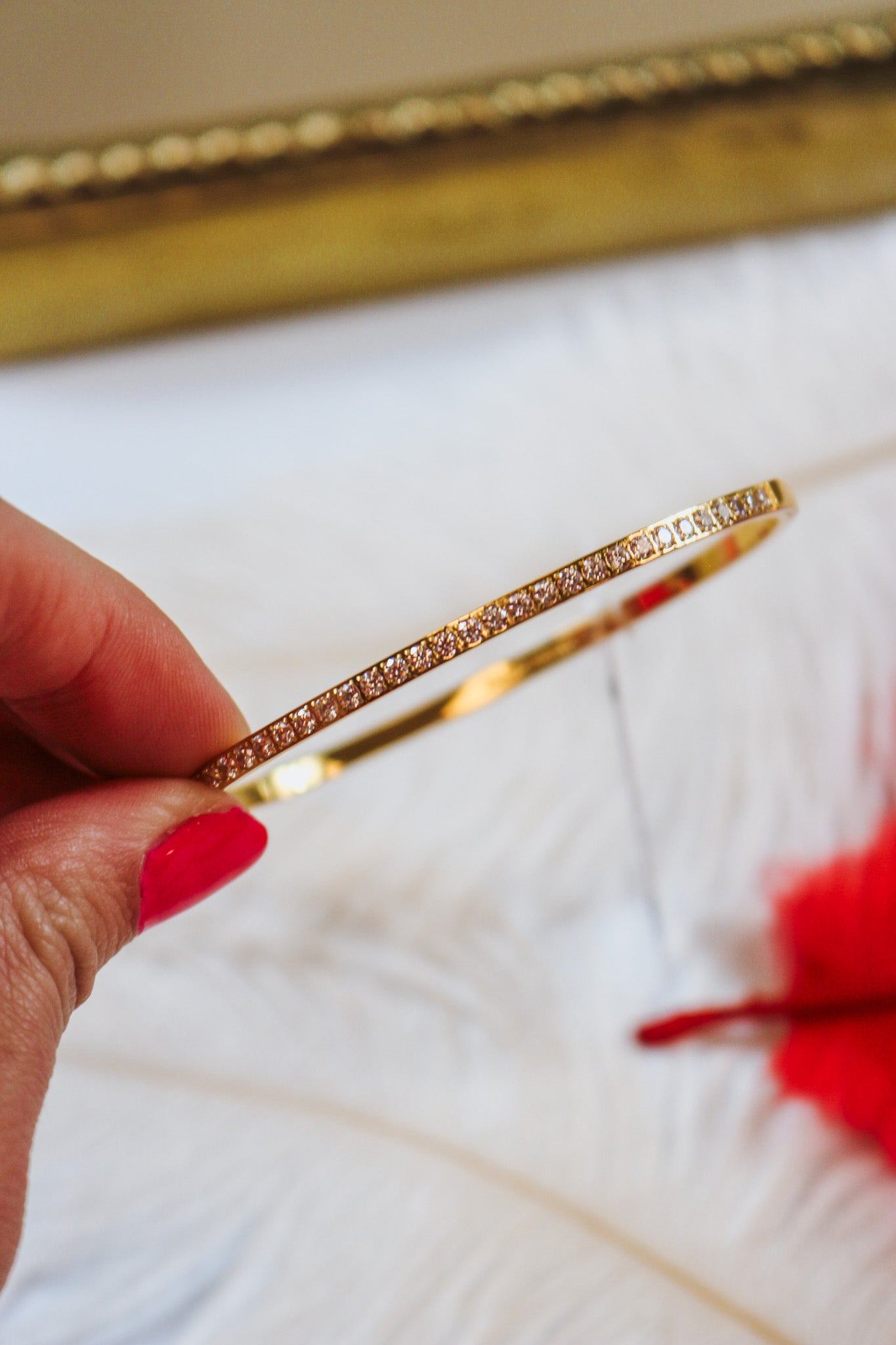 Gold Dainty Diamonds Bangle Bracelet - Waterproof