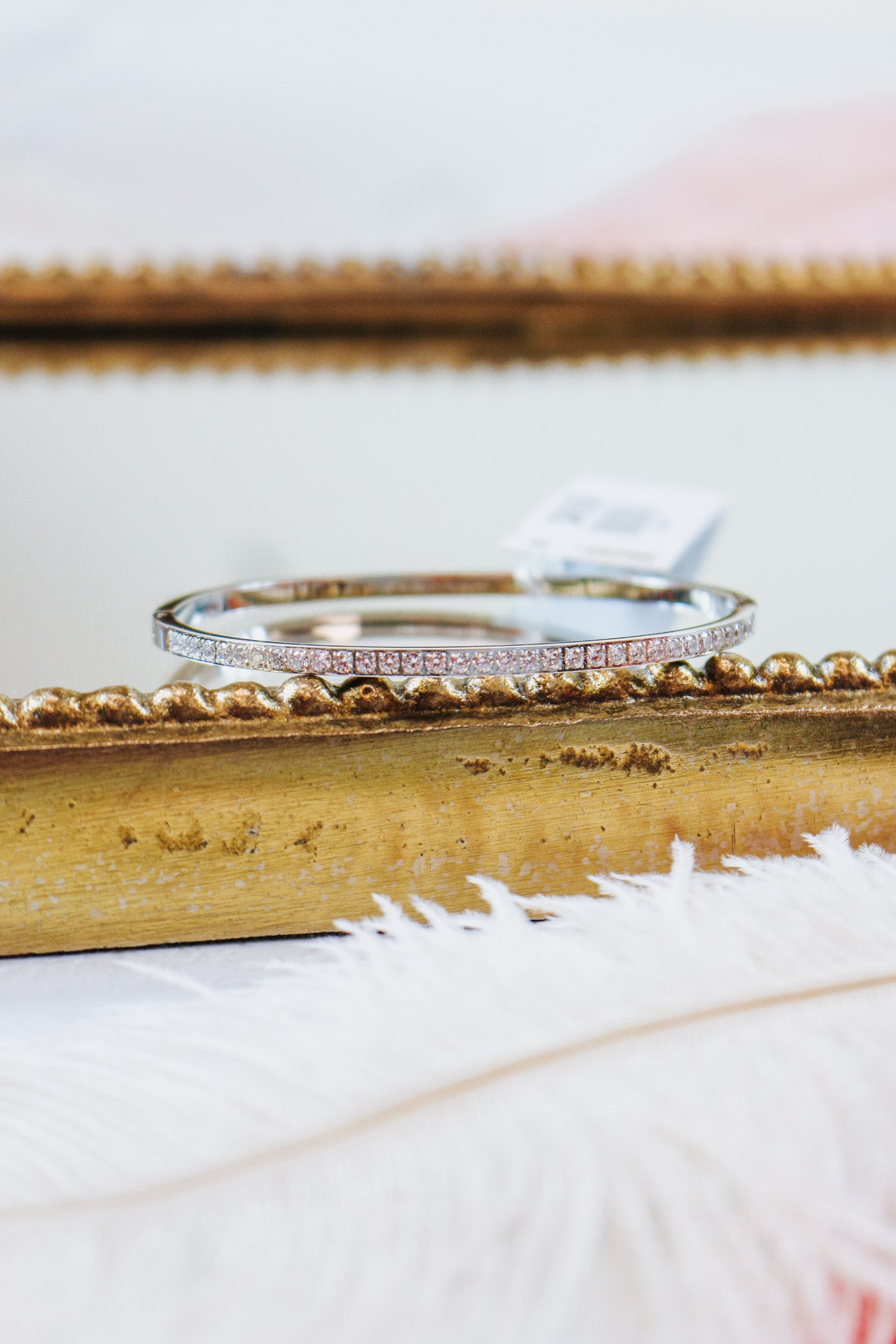 Silver Dainty Diamonds Bangle Bracelet - Waterproof