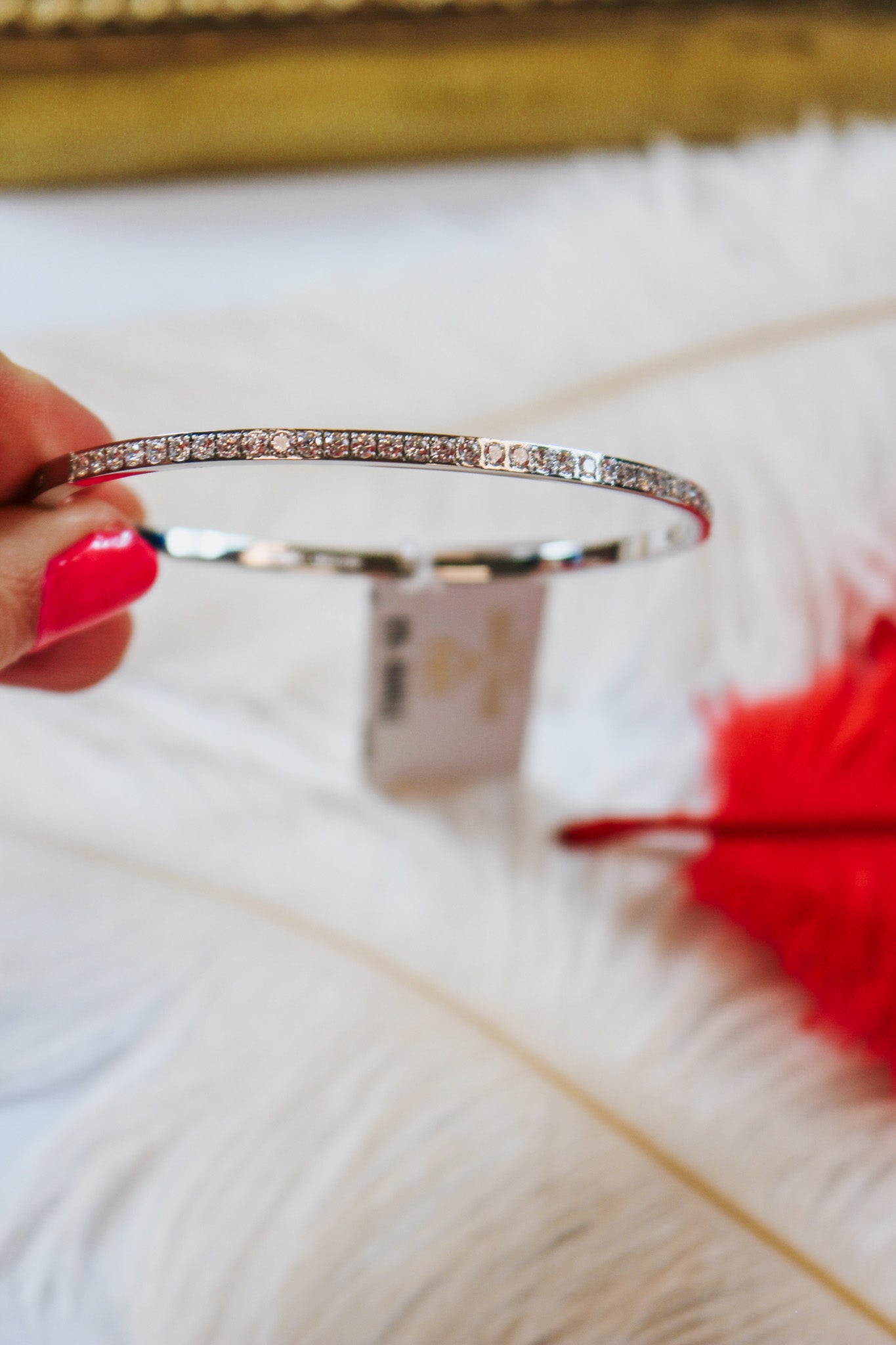 Silver Dainty Diamonds Bangle Bracelet - Waterproof