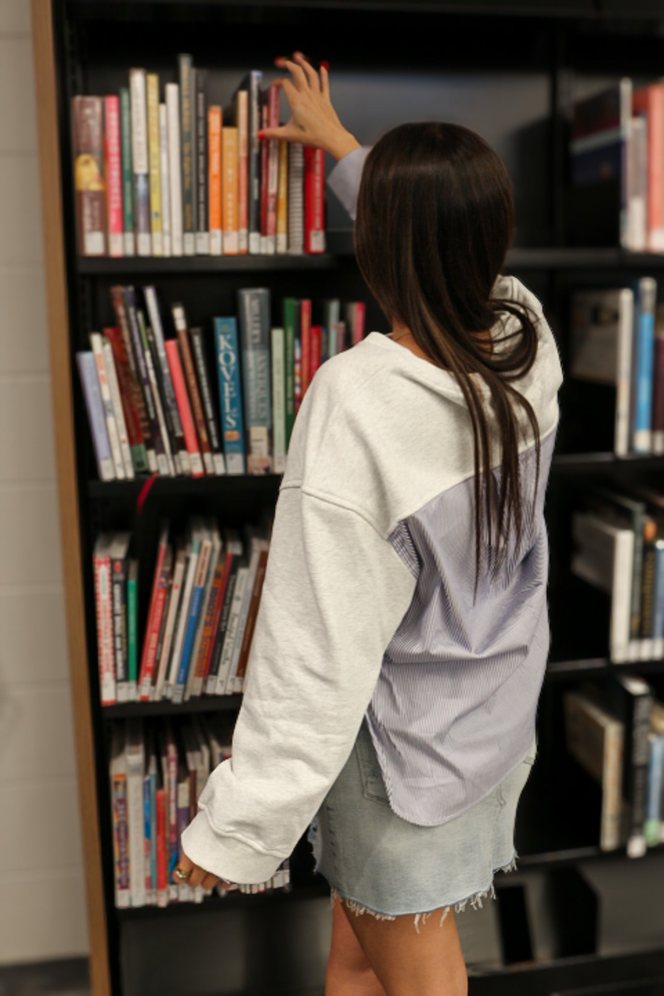 Cider Season Grey Blue Stripe Top