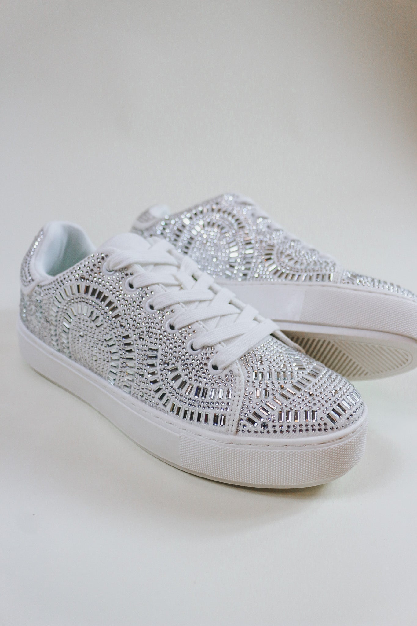 Georgie White Rhinestone Platform Sneaker