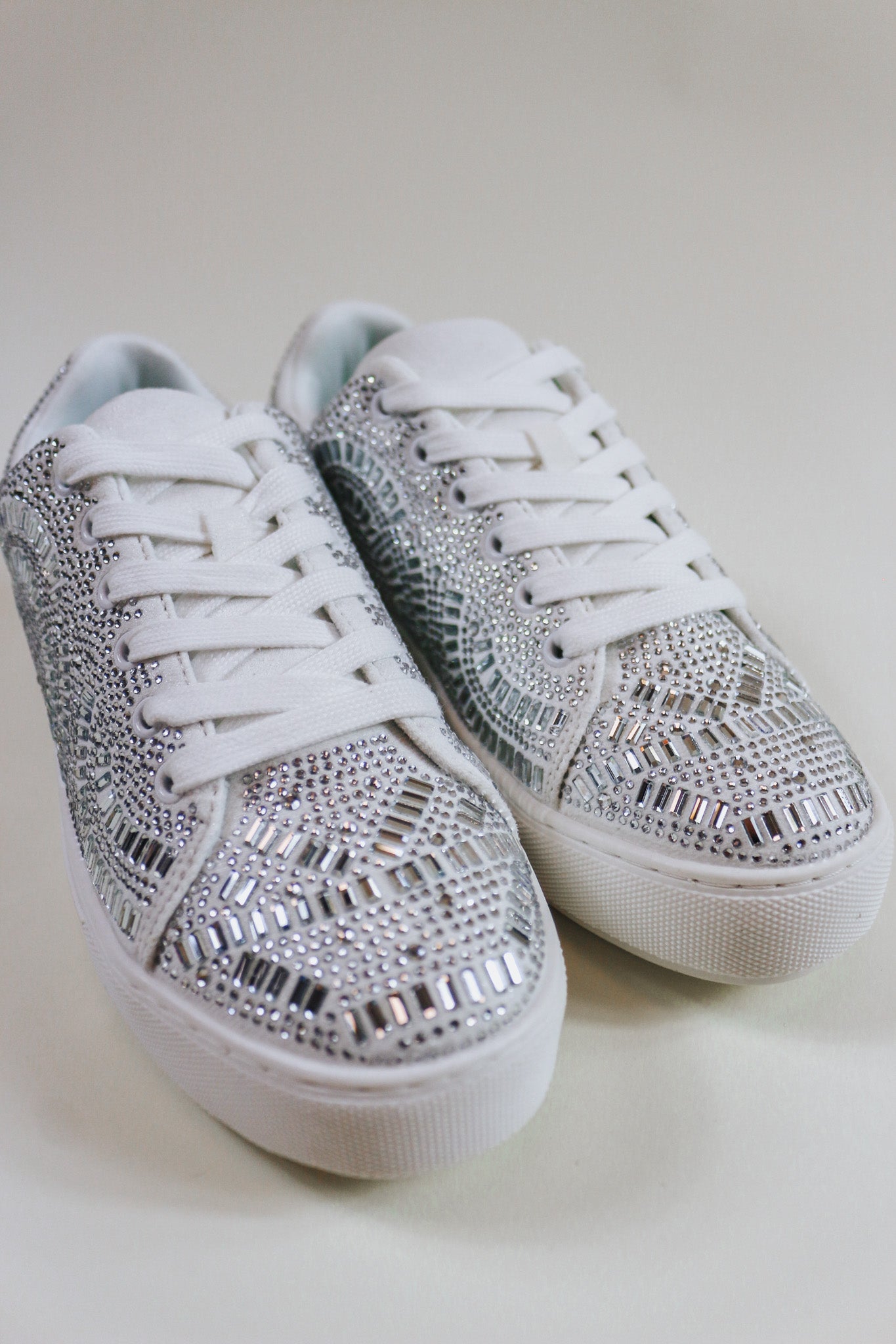 Georgie White Rhinestone Platform Sneaker