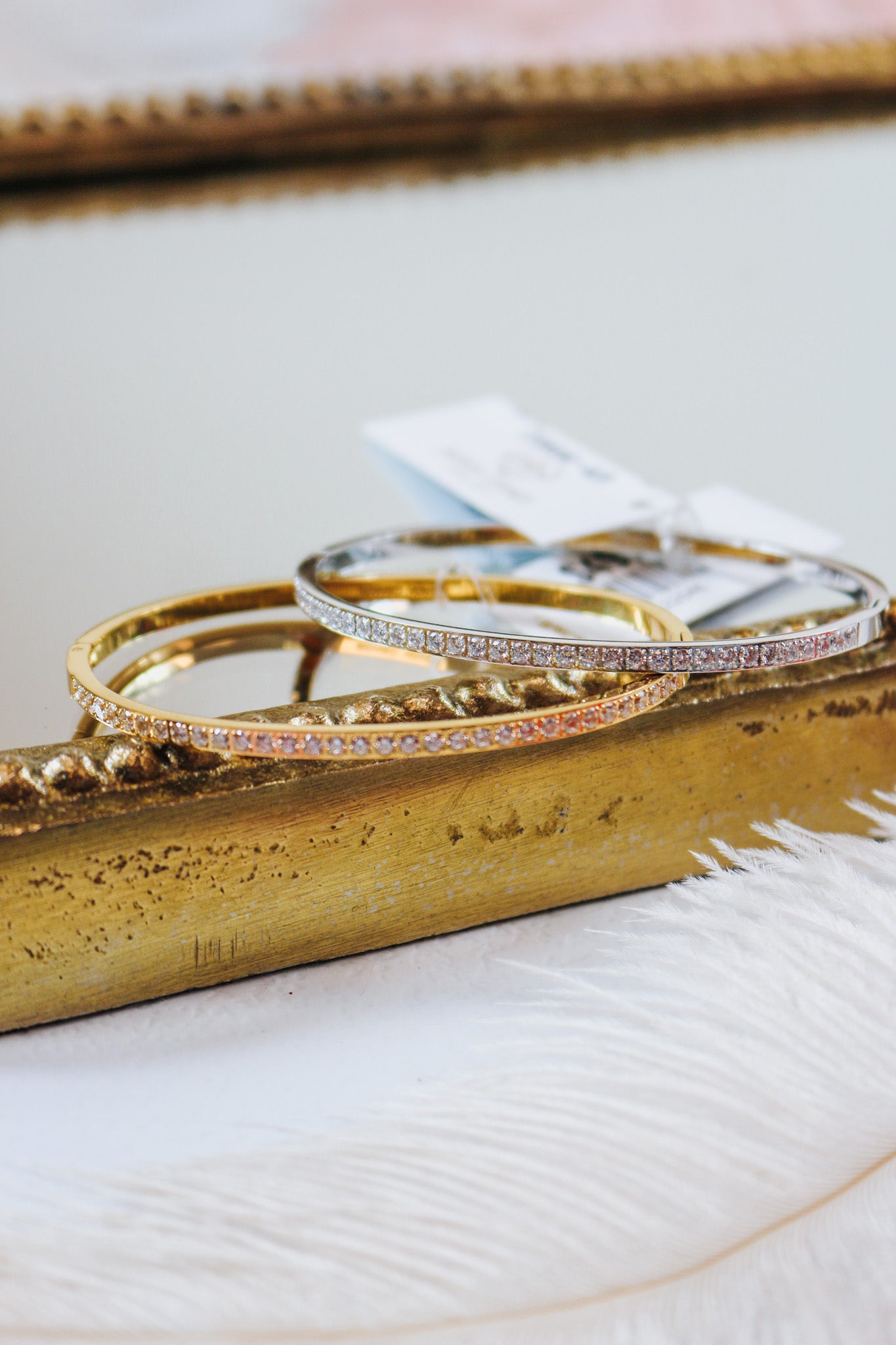 Gold Dainty Diamonds Bangle Bracelet - Waterproof