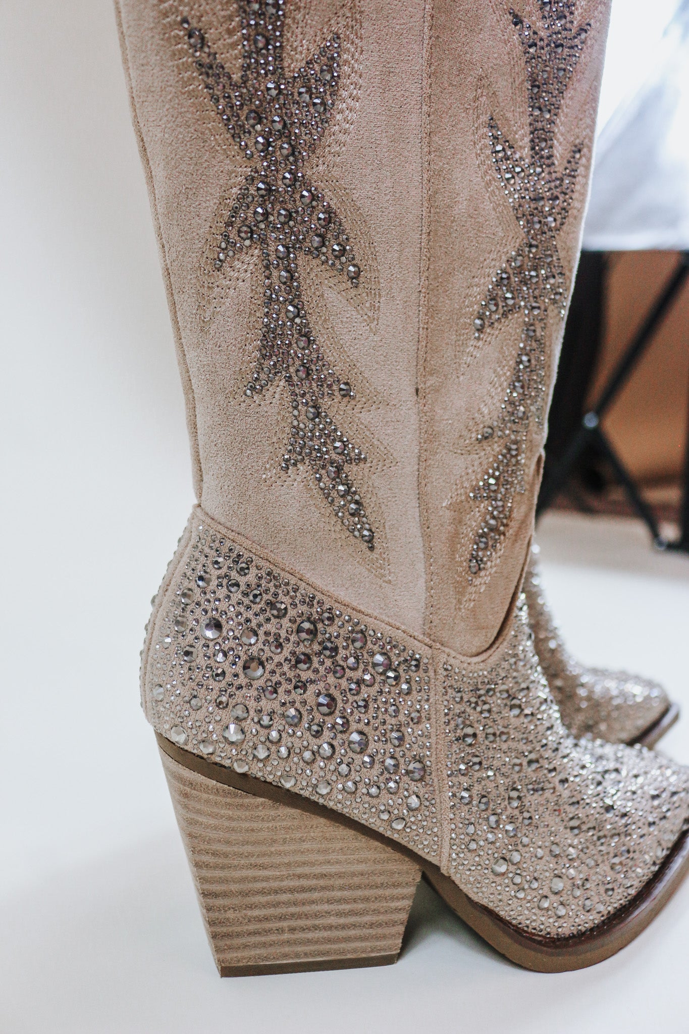 Addie Taupe Rhinestone Cowgirl Boot