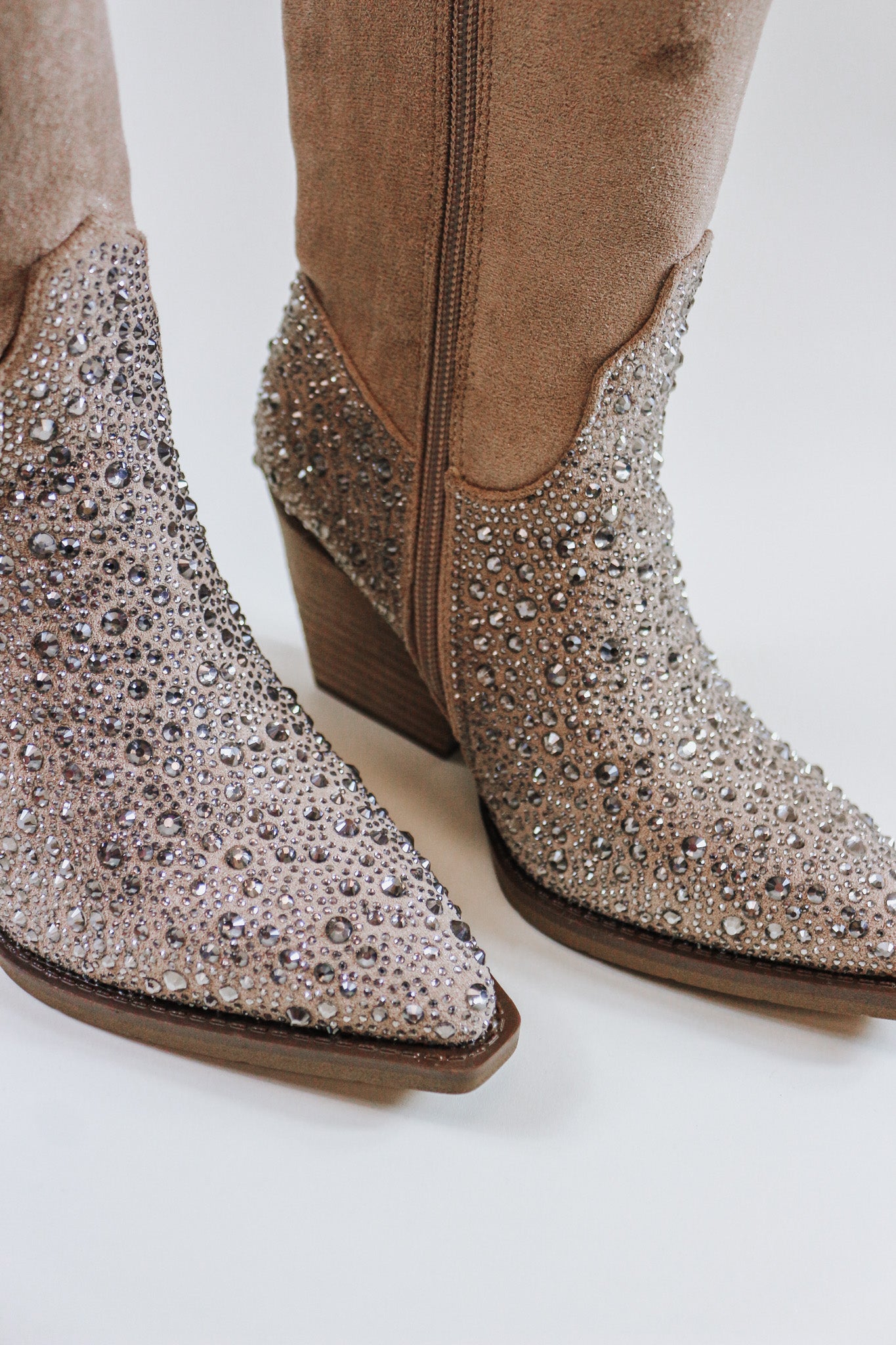 Addie Taupe Rhinestone Cowgirl Boot