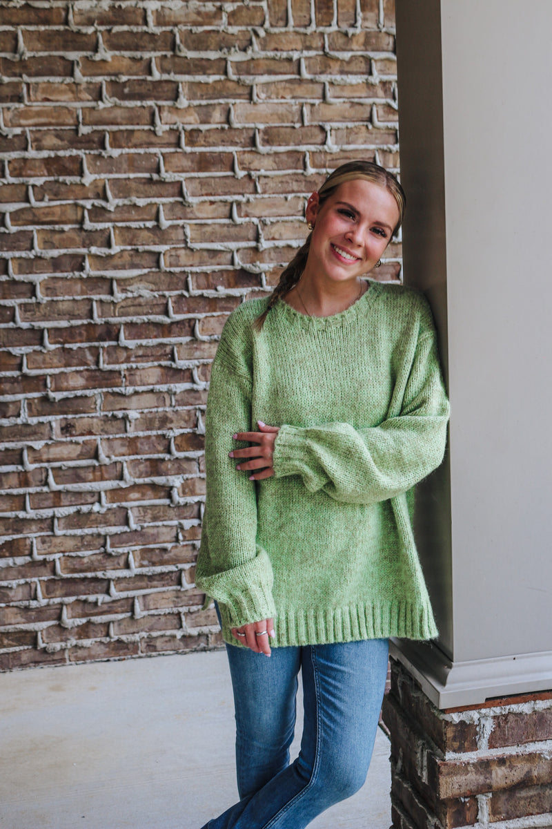 One More Minute Sage Green Sweater