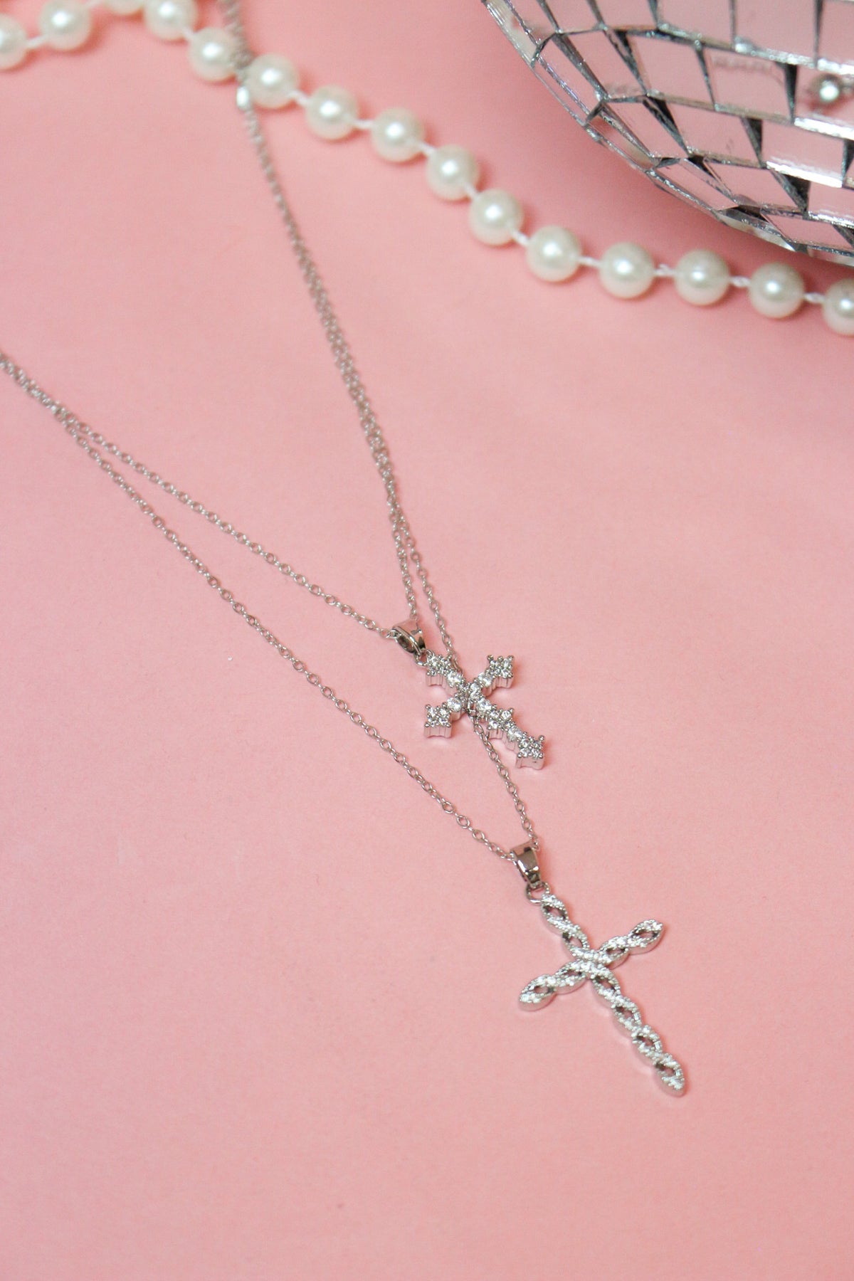 Charlie Paige Crucifix Double Cross Necklace
