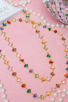 Charlie Paige Colored Stones Gold Chain Long Necklace