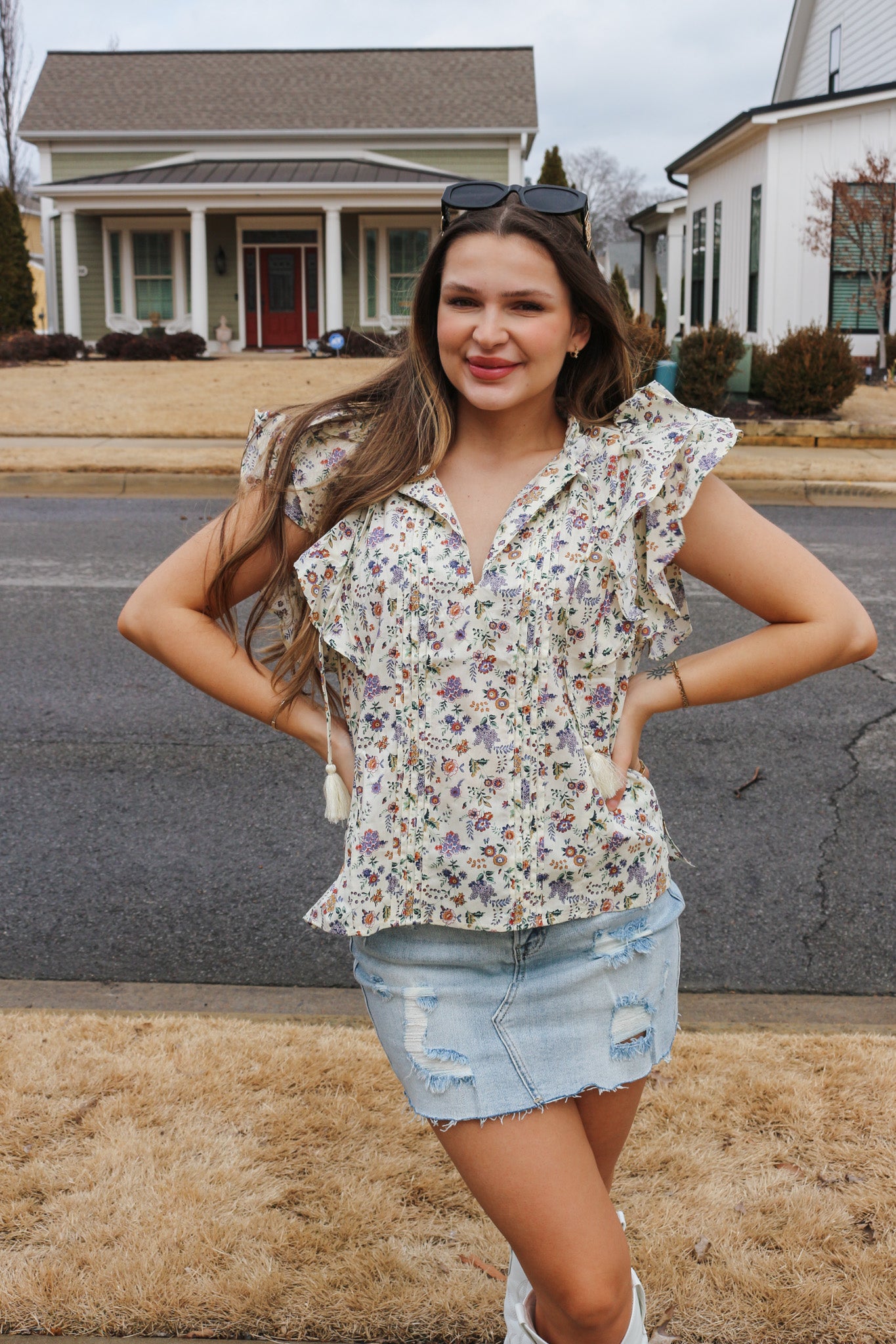 Fresh Pickings Cream Mixed Floral Blouse