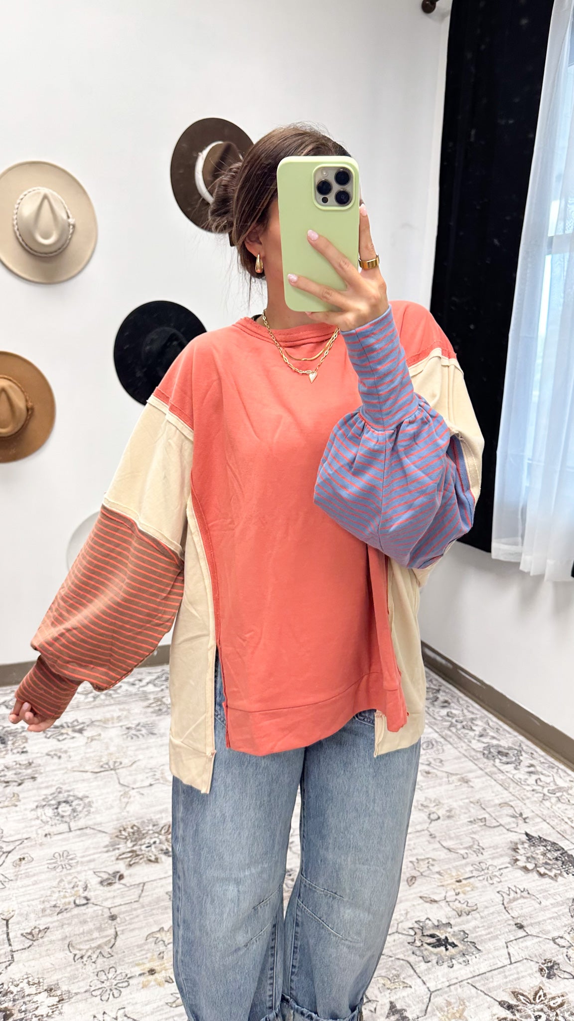 Conquer Your Dreams Color Block Coral Top