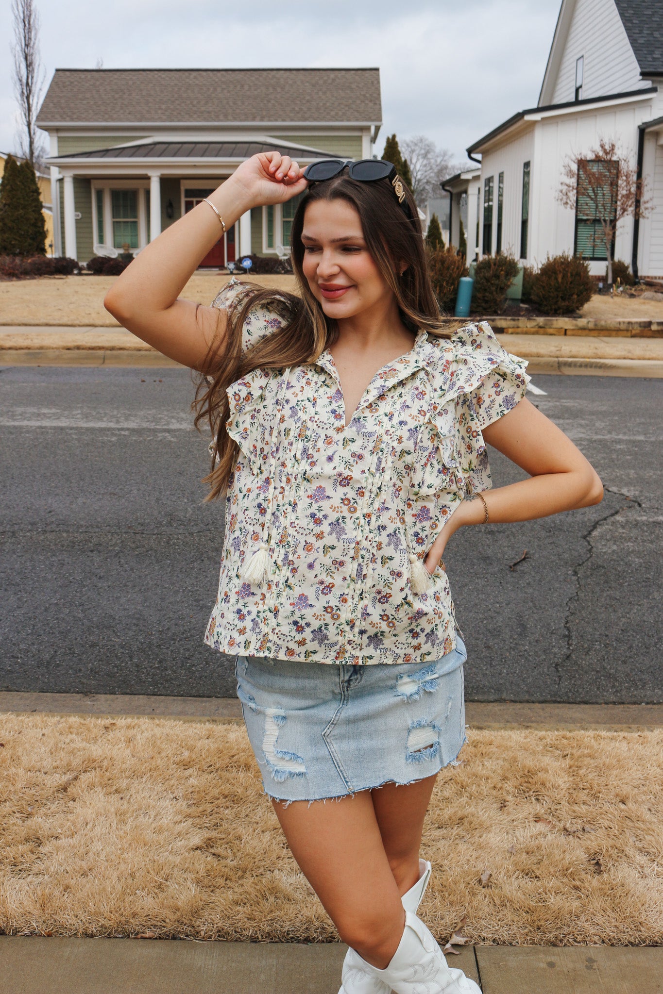 Fresh Pickings Cream Mixed Floral Blouse