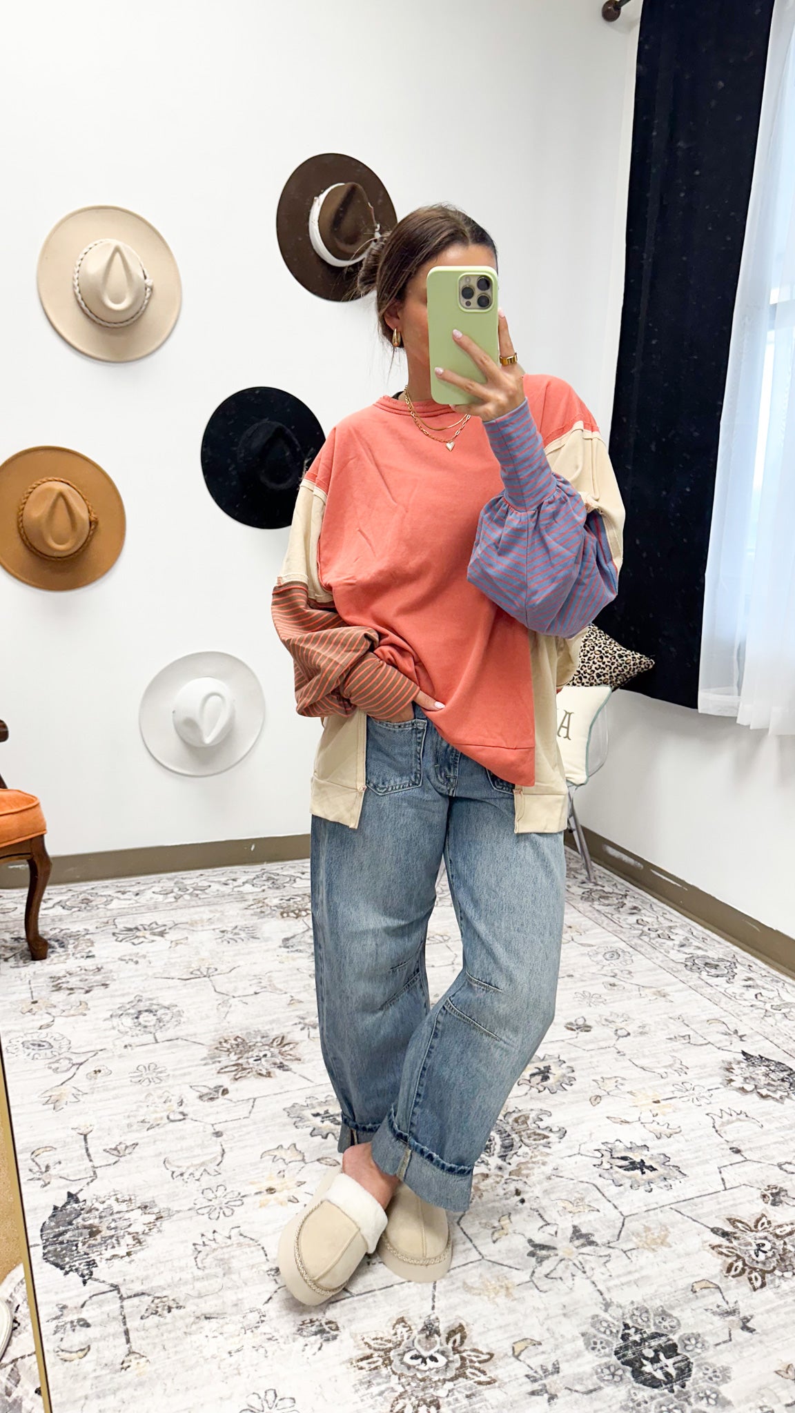 Conquer Your Dreams Color Block Coral Top