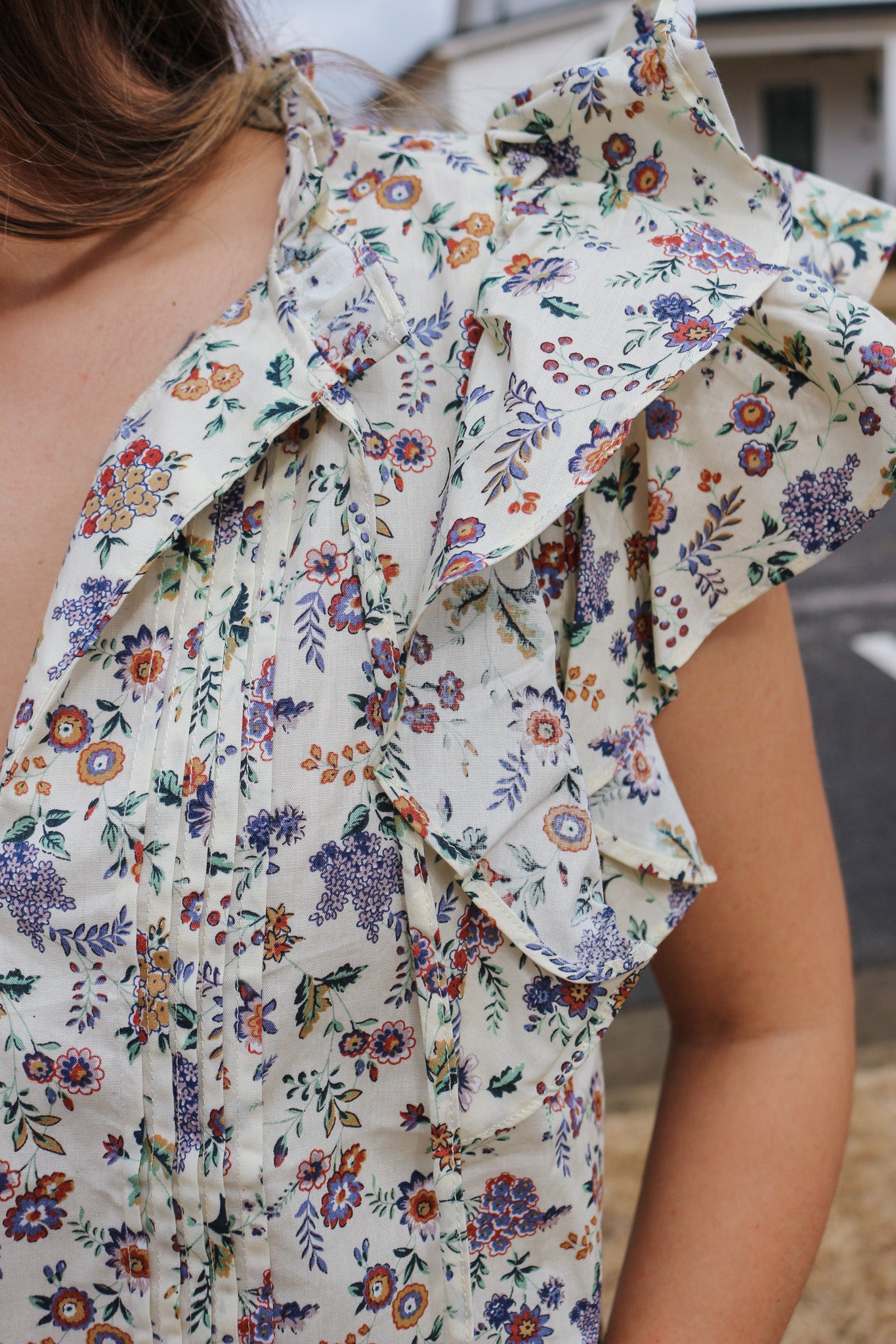 Fresh Pickings Cream Mixed Floral Blouse