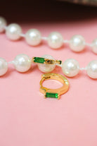 Charlie Paige Emerald Green and Gold Huggie Hoops