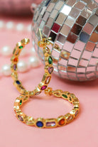 Charlie Paige Crystal Embellished Gold Hoop Earrings
