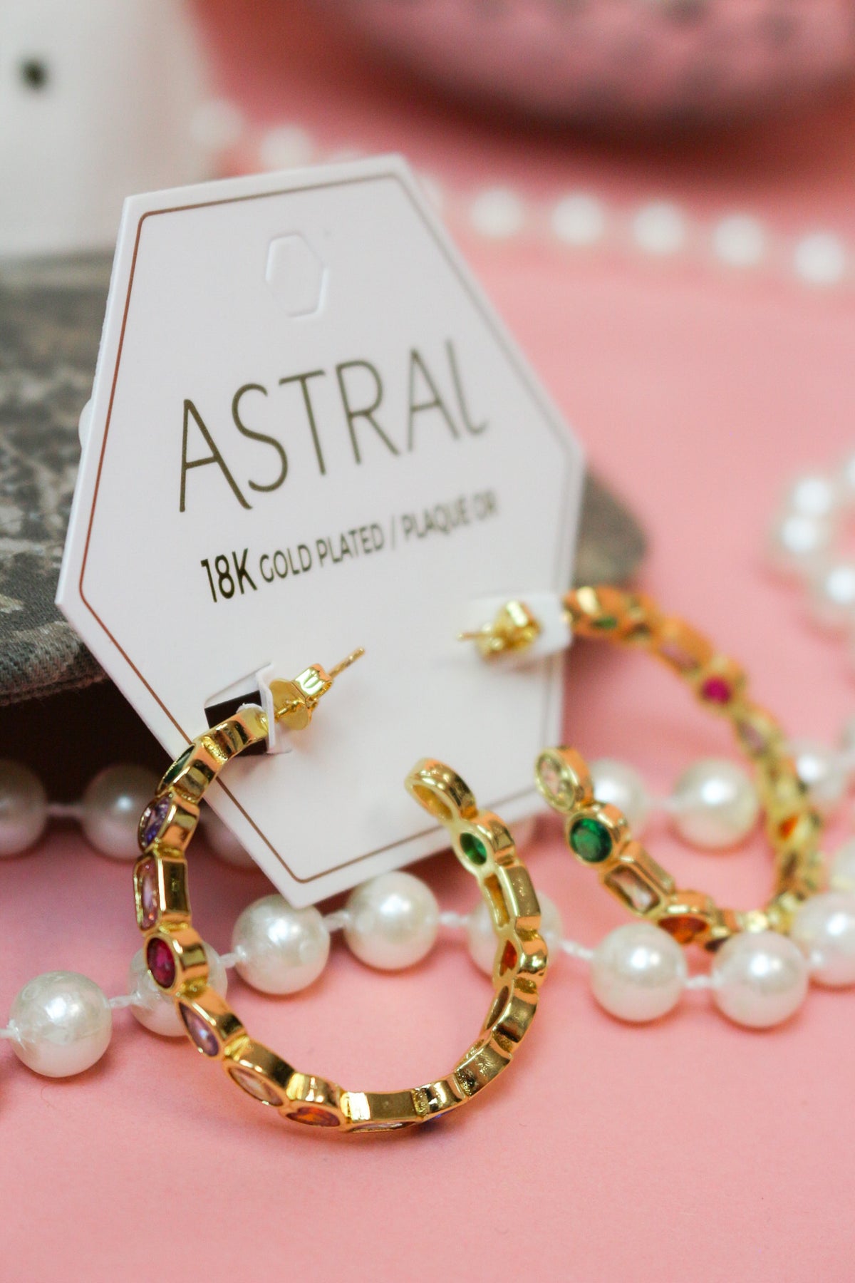 Charlie Paige Crystal Embellished Gold Hoop Earrings