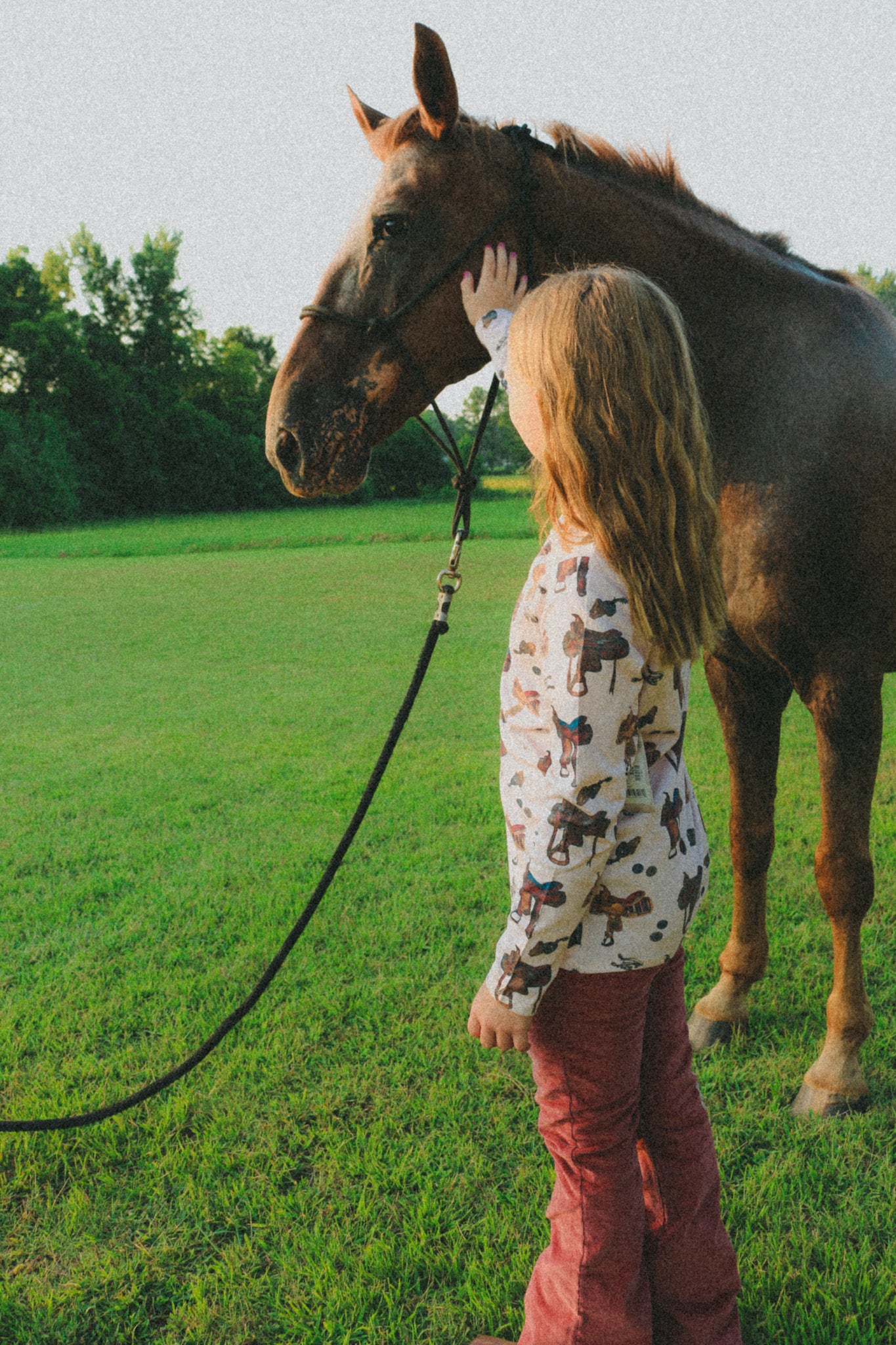 Girl's Saddle Print Light Pink Wrangler Top