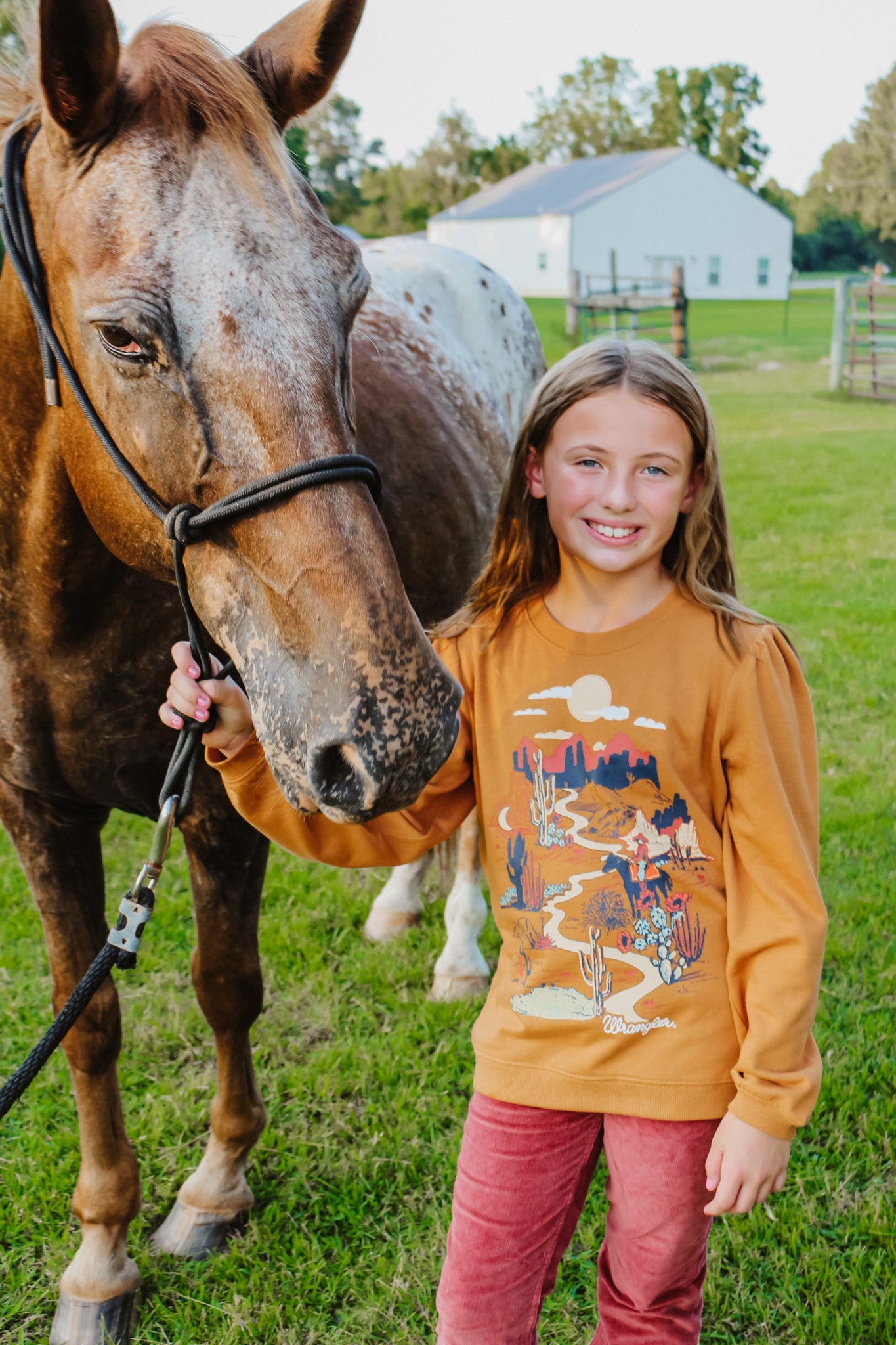 Wrangler Youth Girl's Brown Balloon Sleeve Sweatshirt