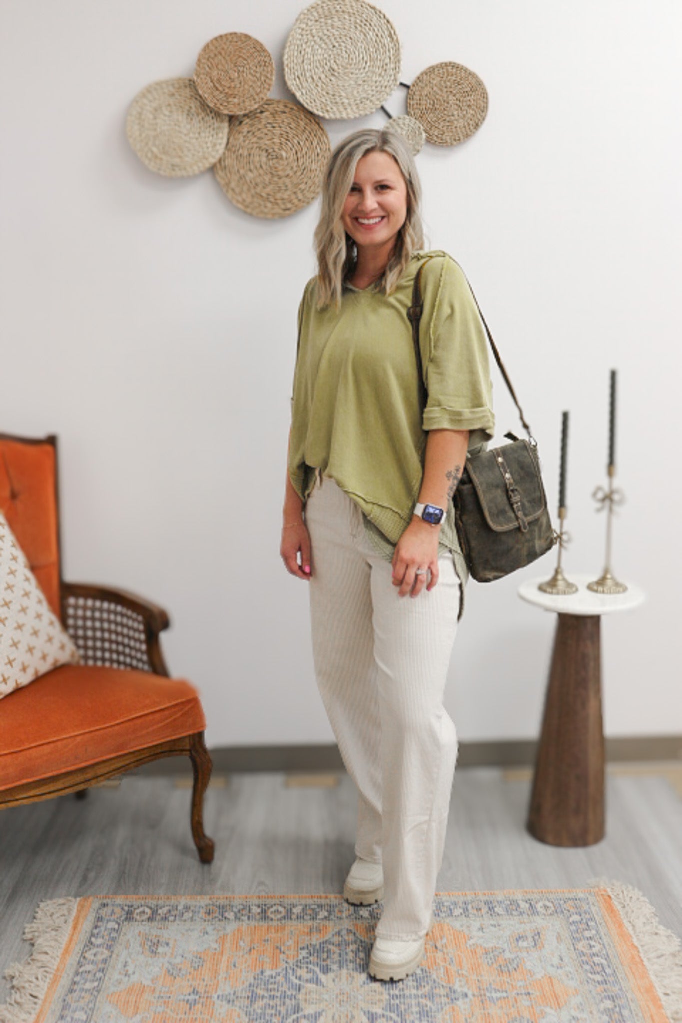 Simply Request Olive Hoodie Top