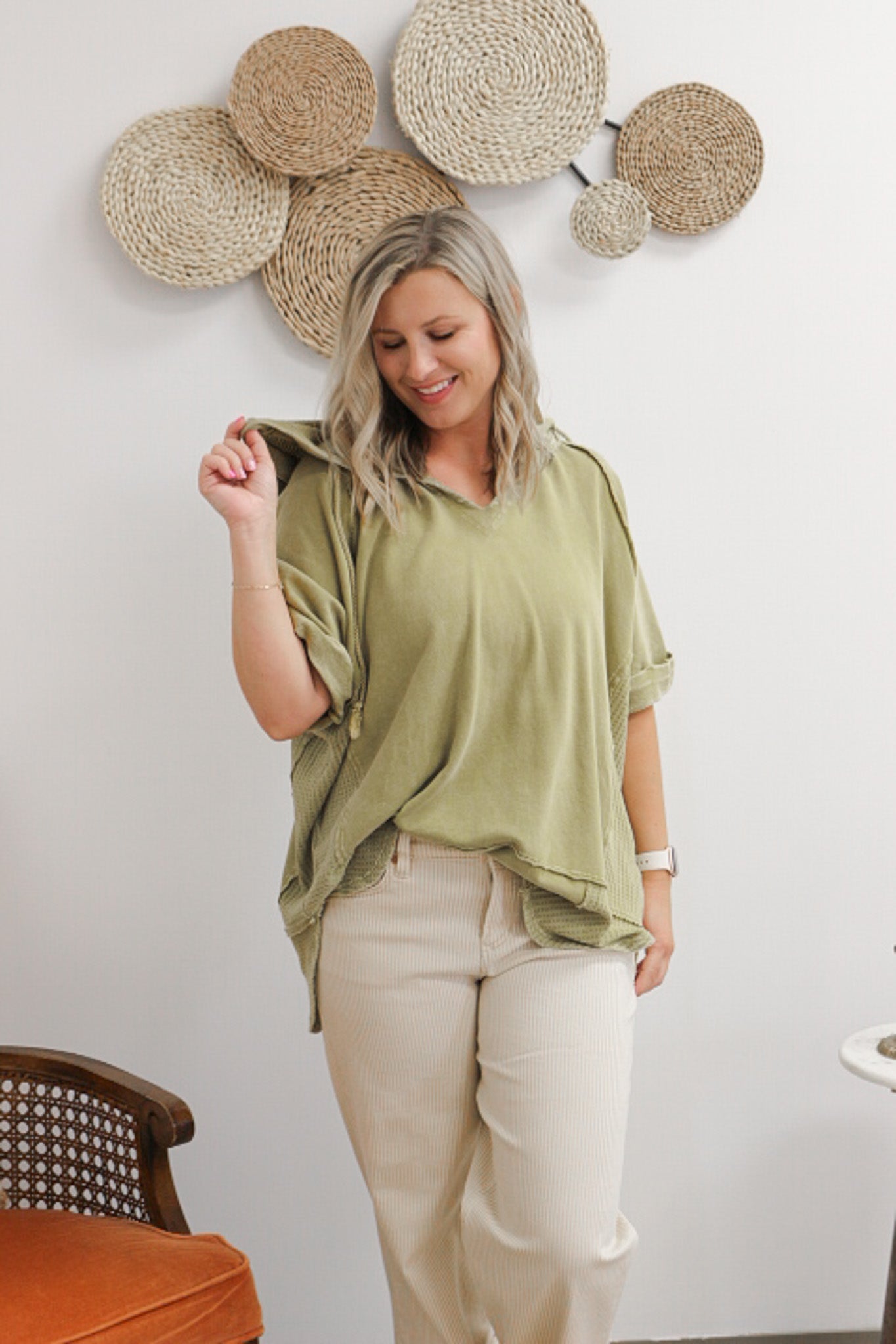 Simply Request Olive Hoodie Top
