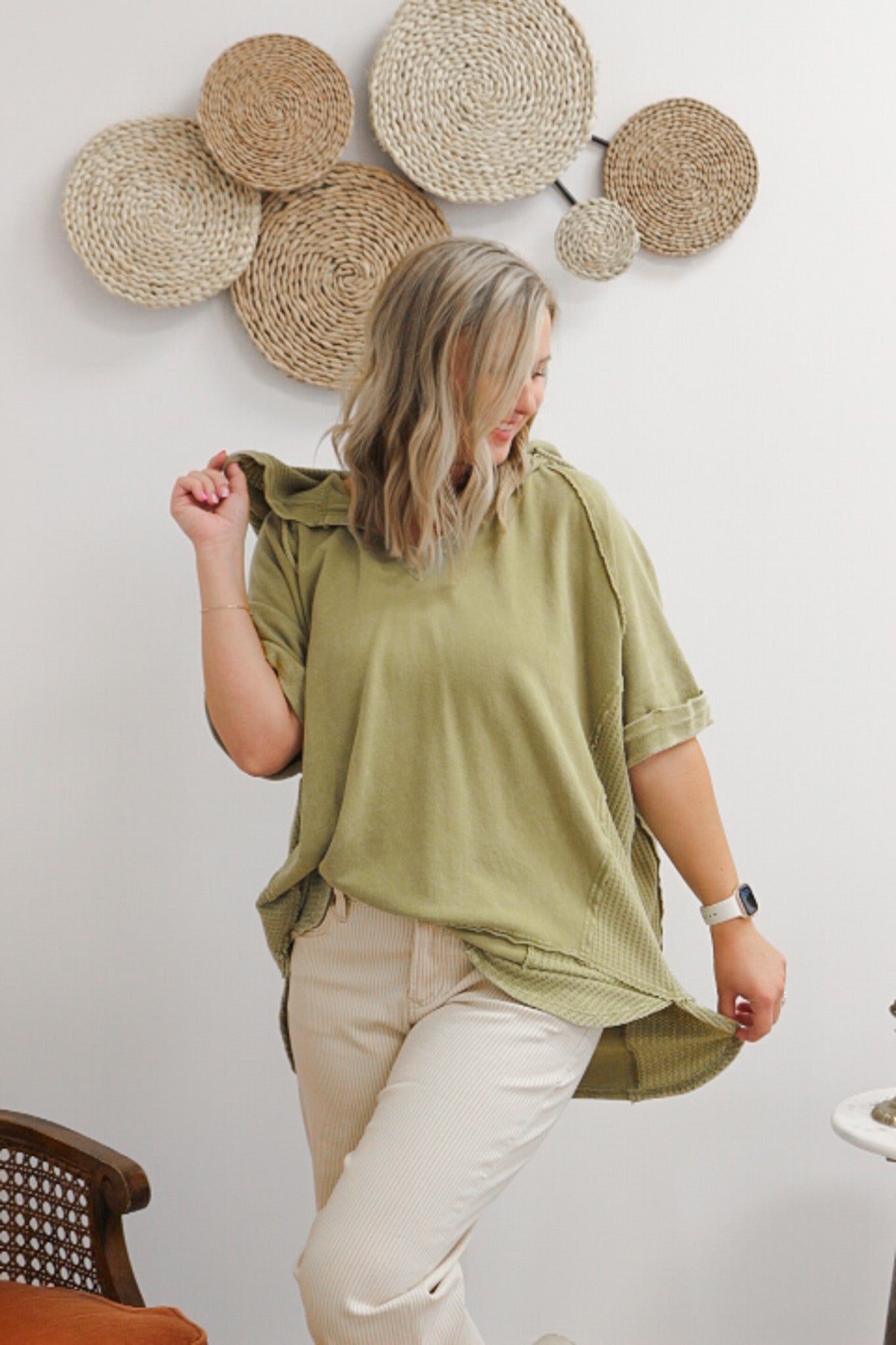 Simply Request Olive Hoodie Top