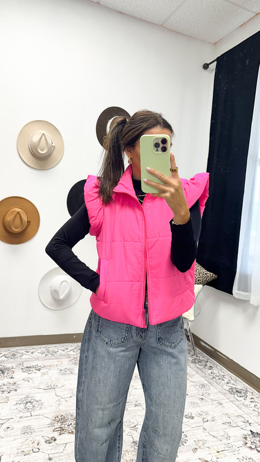 Hustle Habits Pink Puffer Vest