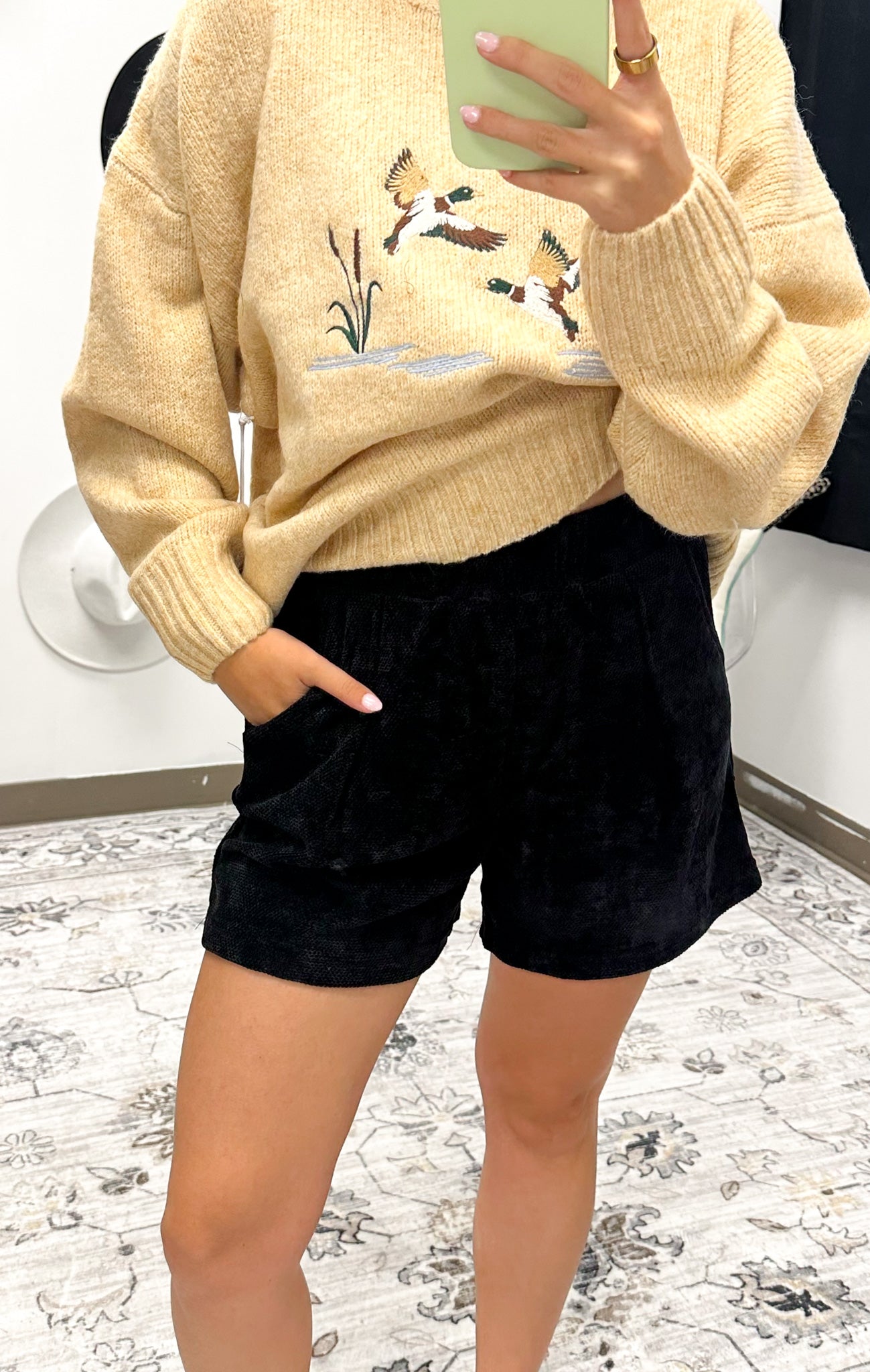 Pure Intentions Black Textured Knit Shorts