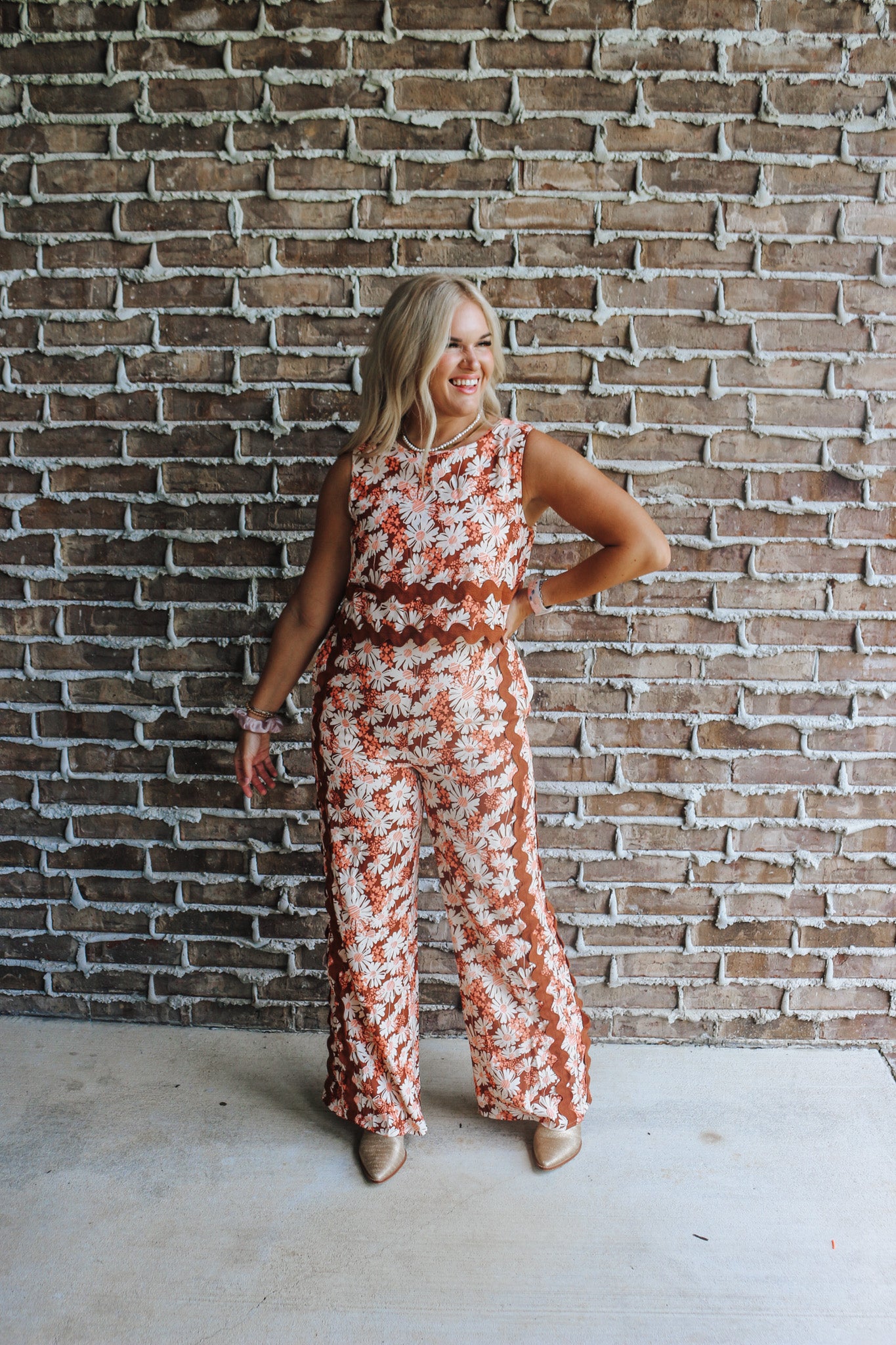 Touch Of Nature Brown Floral Jumpsuit