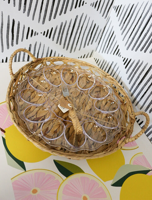 Mud Pie Woven Acrylic Deviled Egg Tray Set