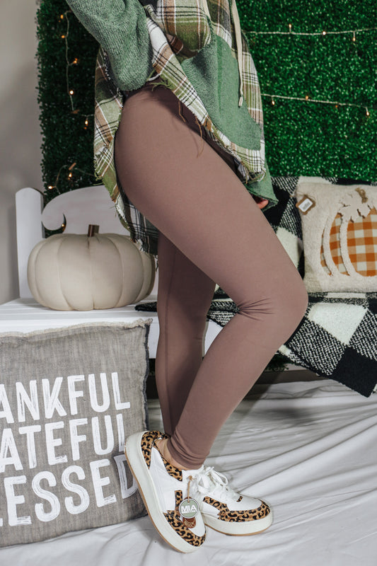 Get In Line Taupe Cross Over Leggings