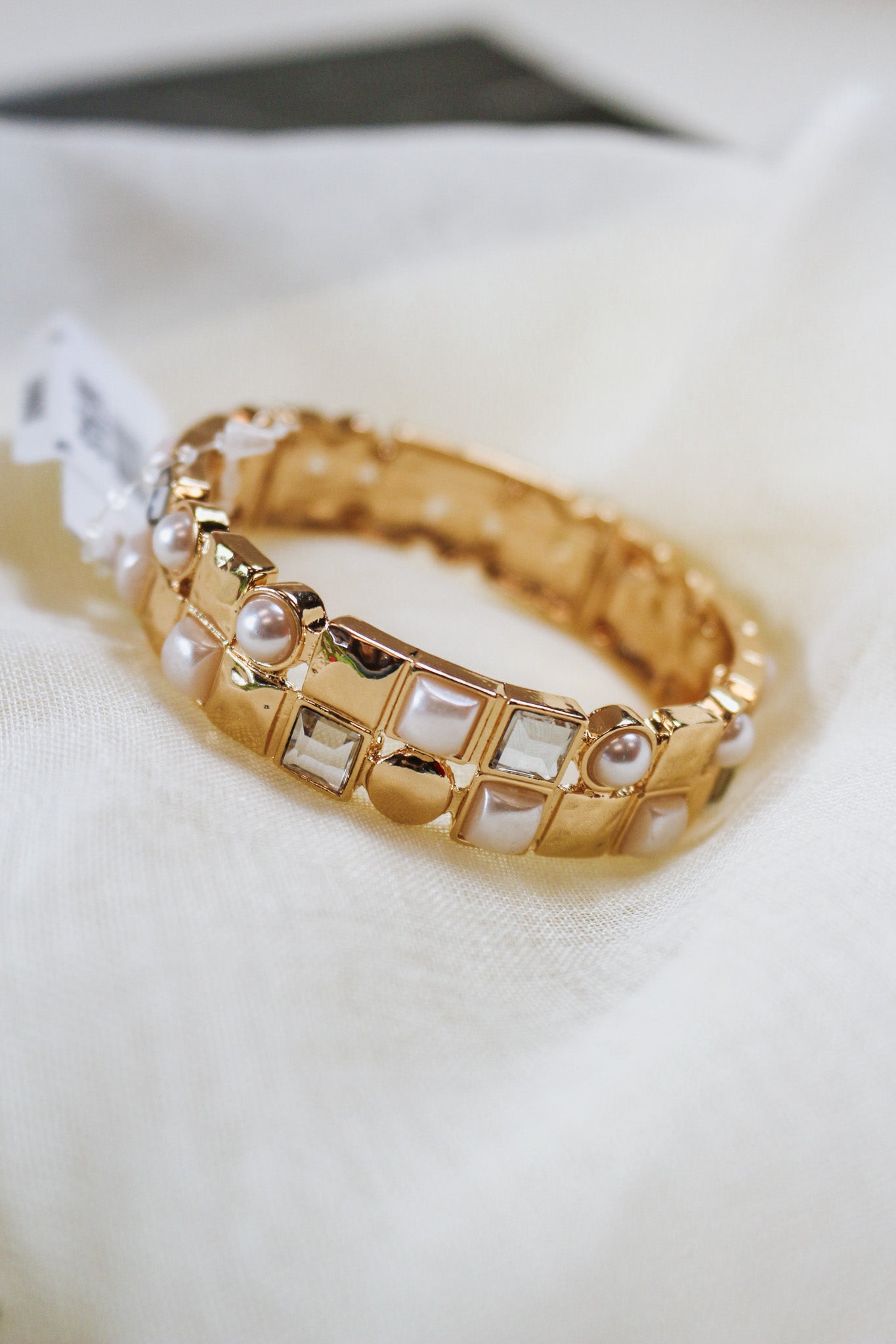 Gold Pearl Stretch Chunky Bracelet