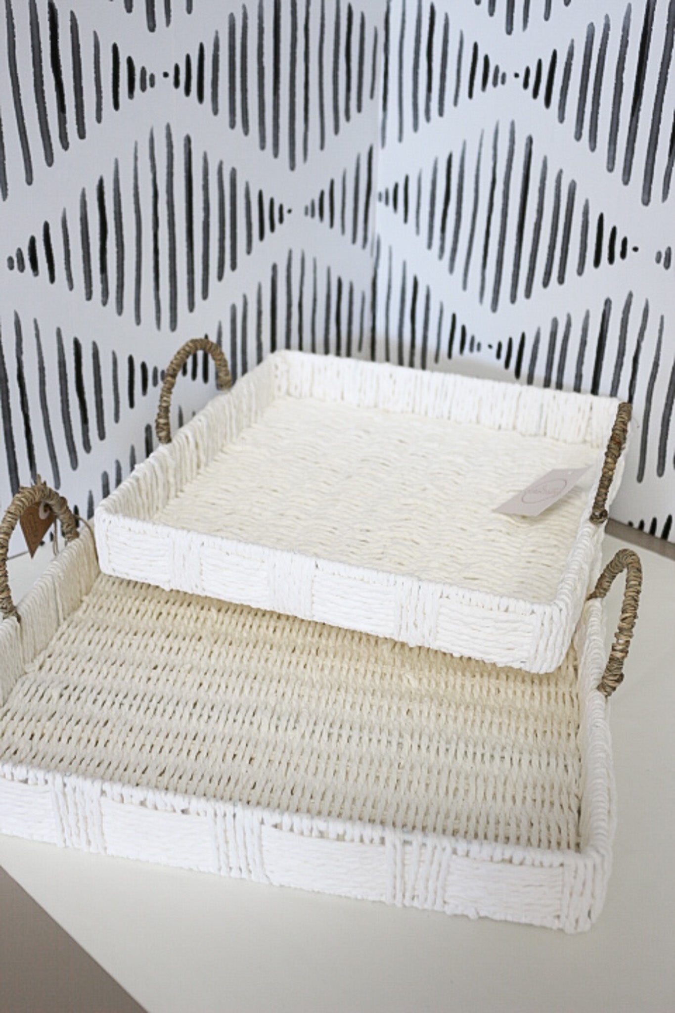 White Woven Tray -2 Sizes