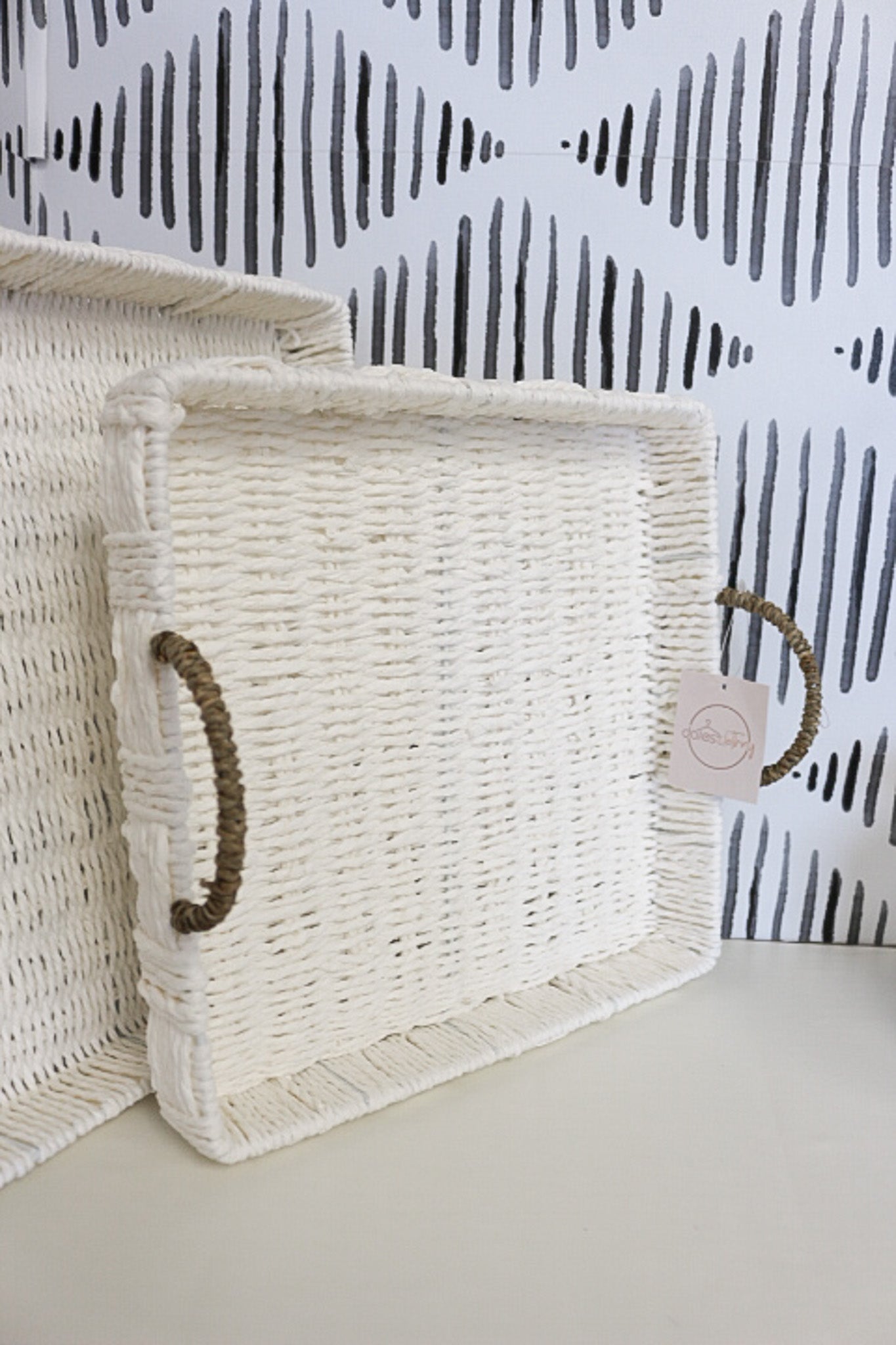 White Woven Tray -2 Sizes