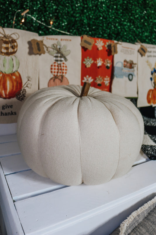 Large White Pumpkin By Mud Pie