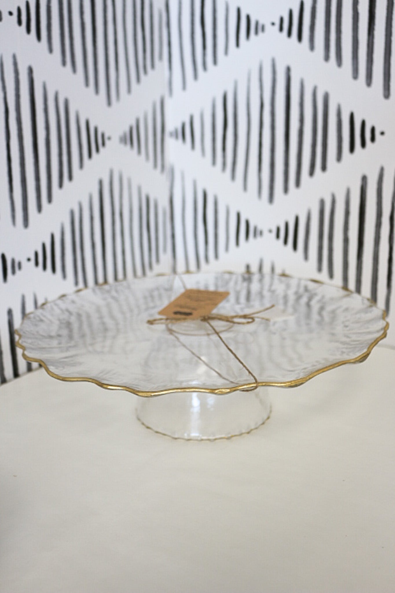Clear Gold Edge Pedestal Server