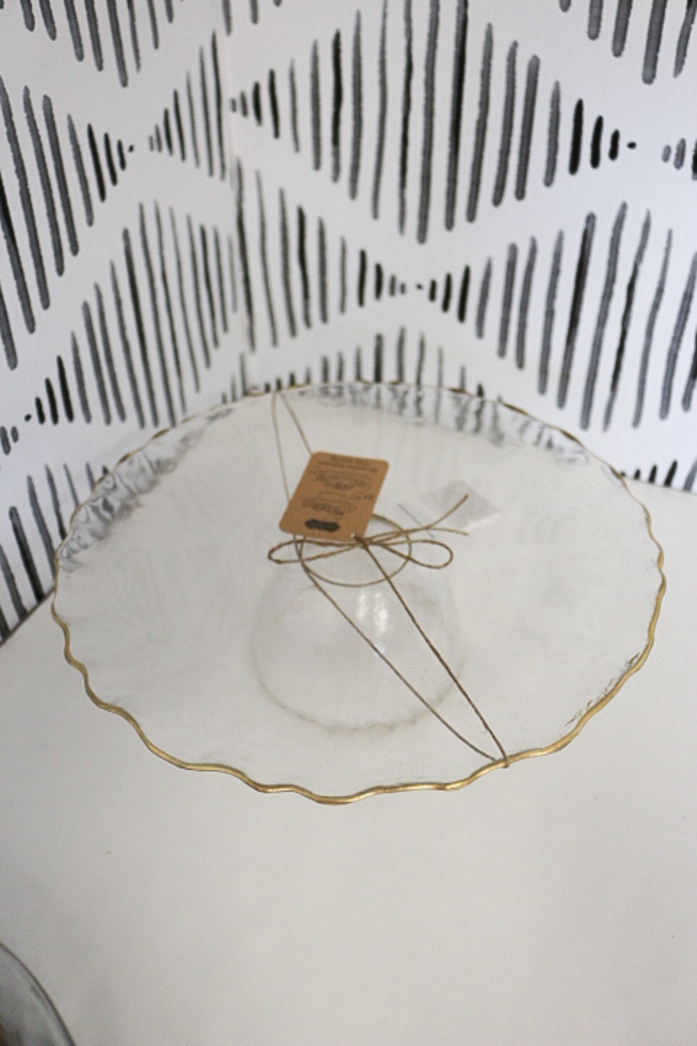 Clear Gold Edge Pedestal Server